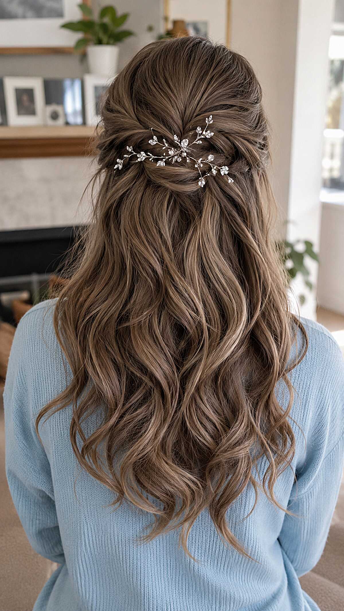 Mushroom Bronde Waves with Crystal Sprig Pull-Back