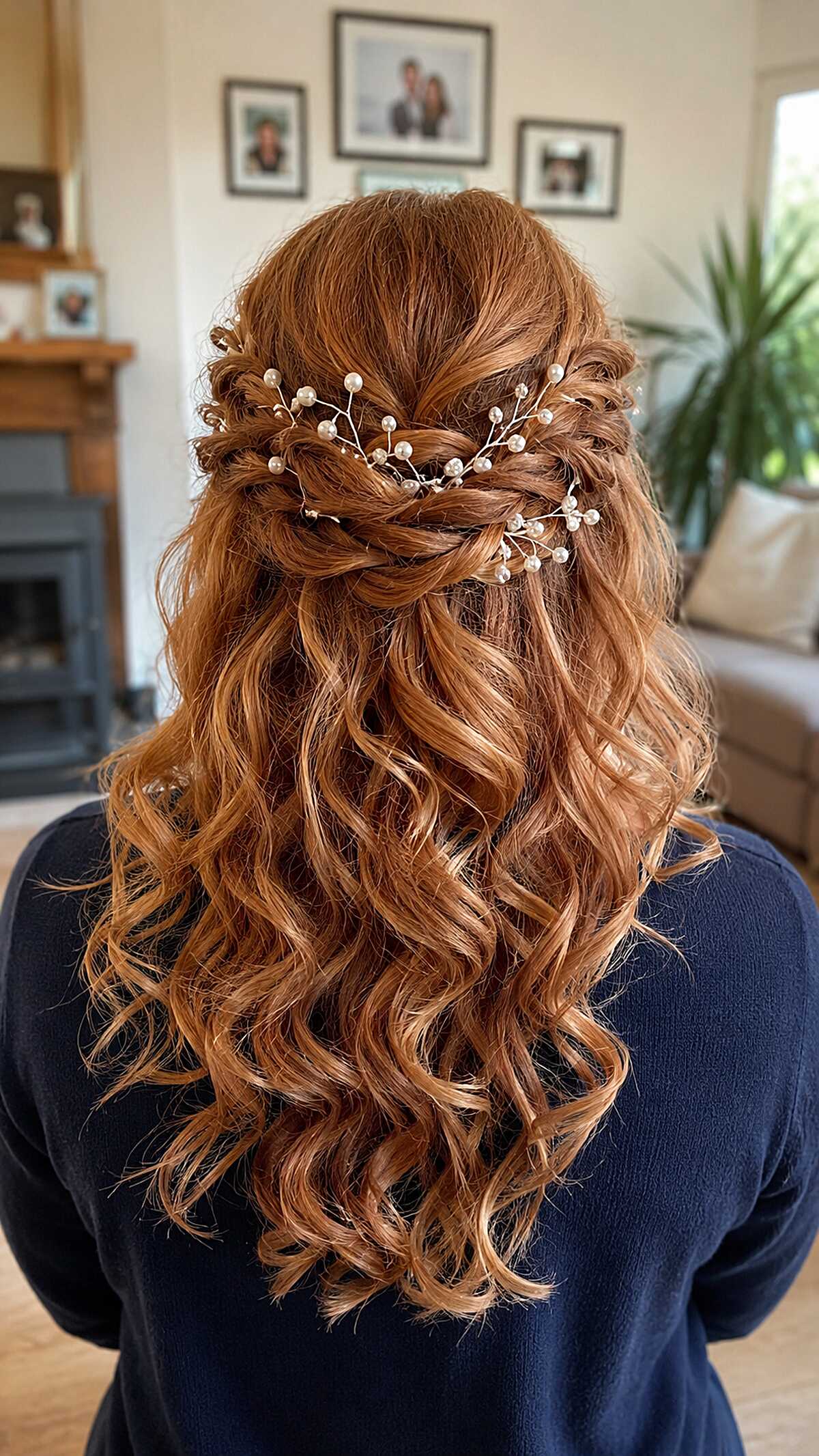 Natural Redhead Twists with Pearl Vine on Bouncy Curls