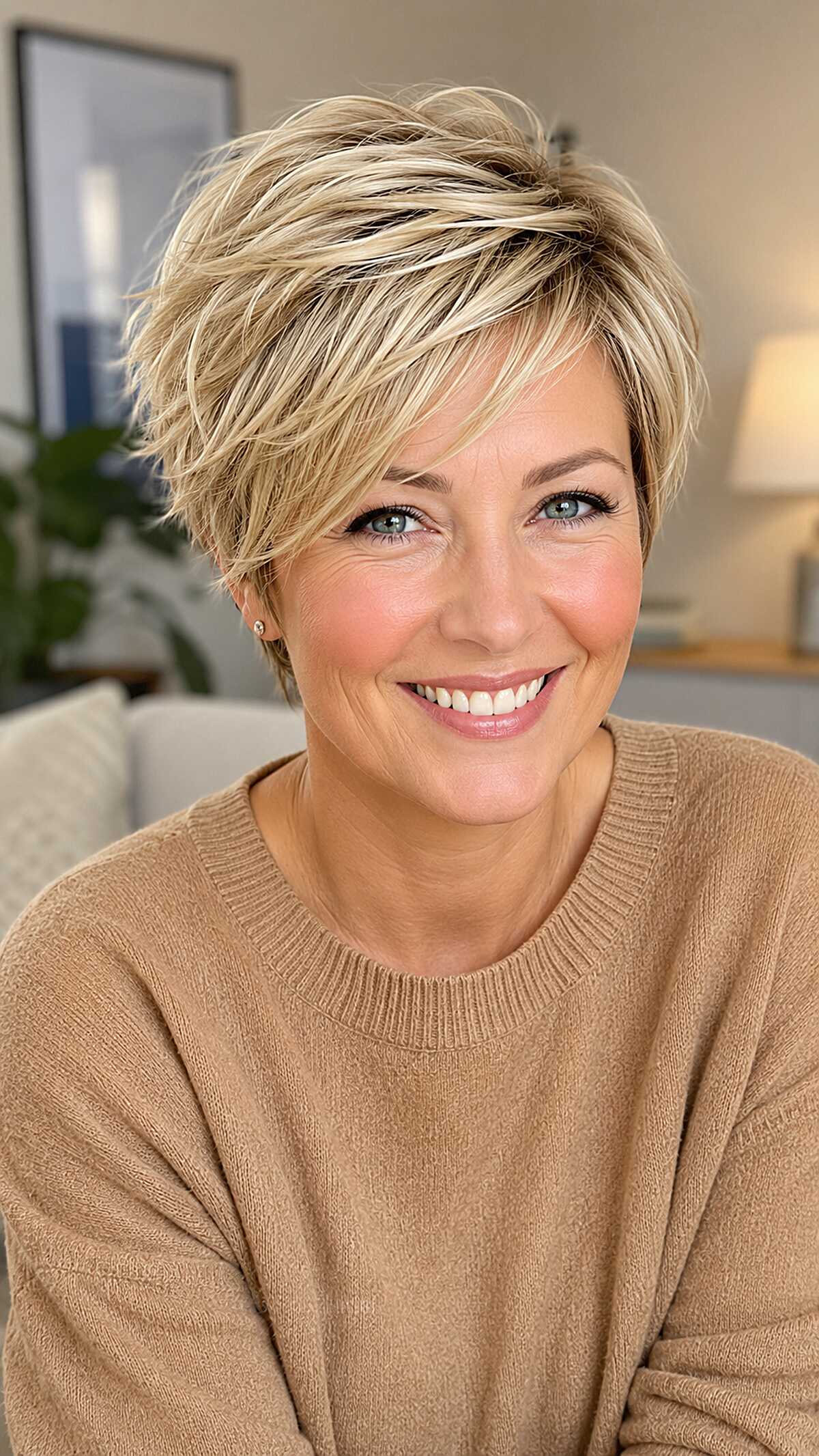 Piecey Blonde Pixie with Textured Crown