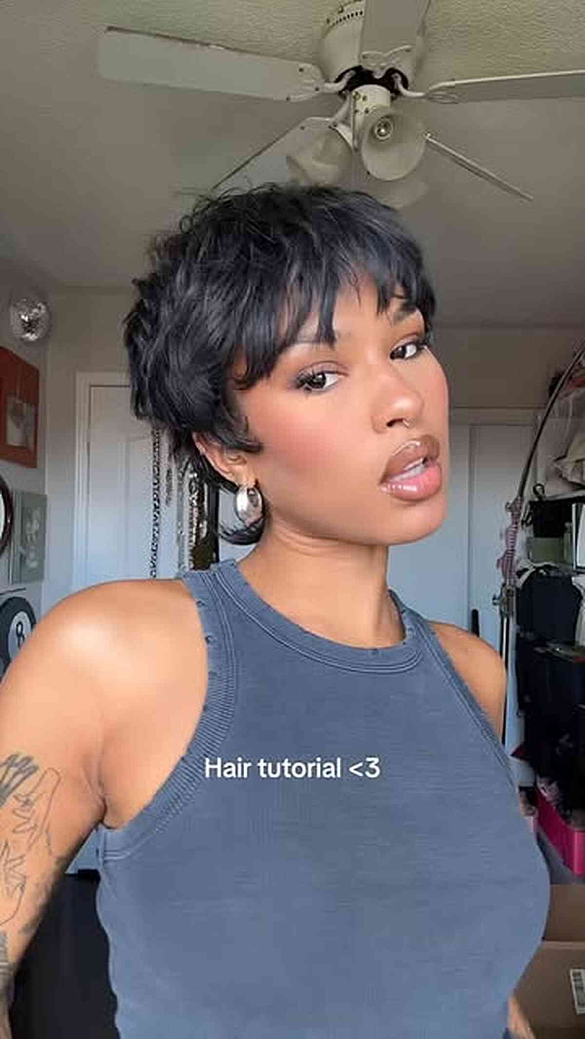 Textured Short Pixie Cut with Bangs