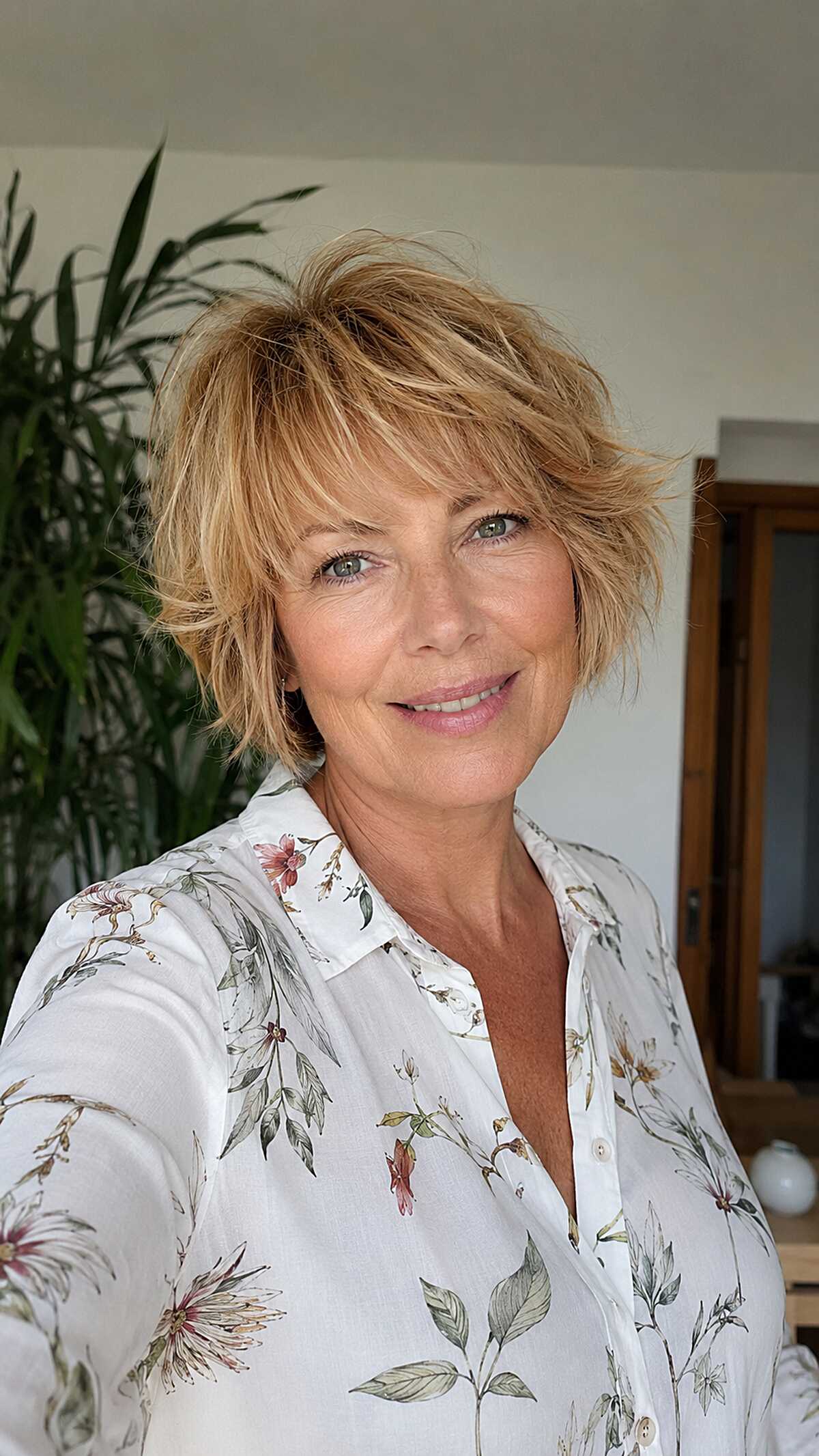 Golden honey bixie shag with tousled fullness