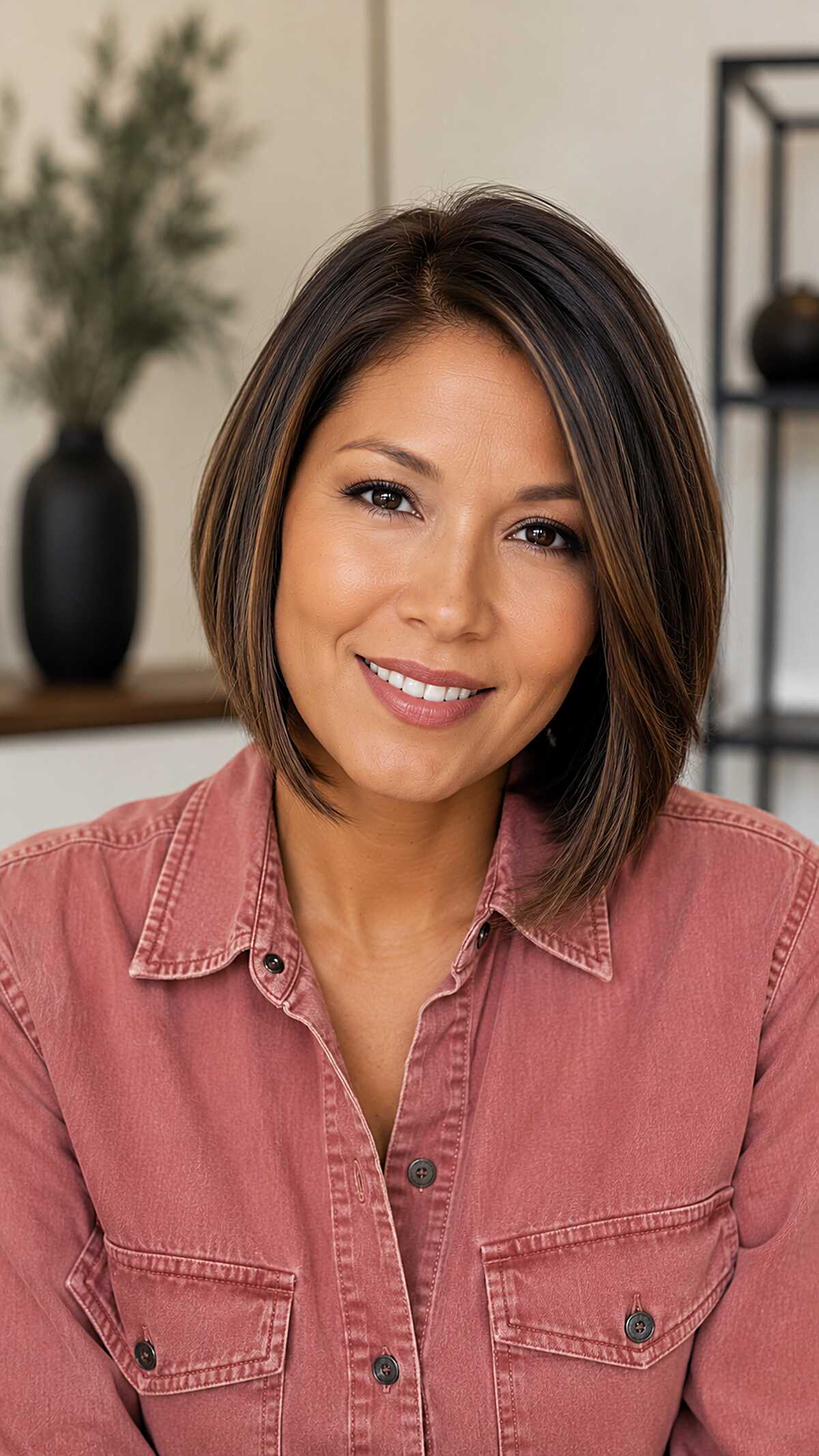 Polished Jaw-Length Bob with Barely-There Caramel Accents