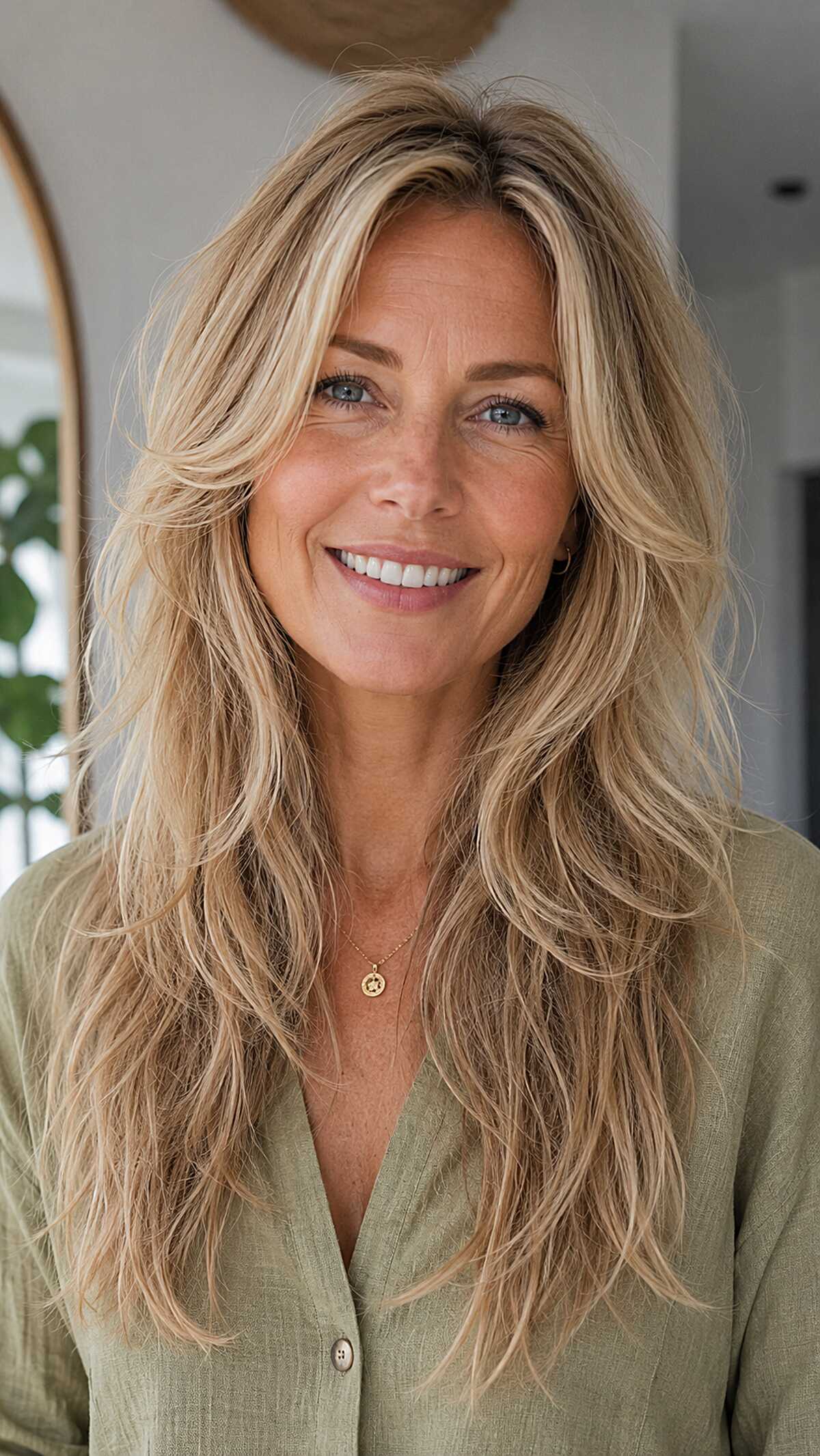 Coastal Blonde Wolf Cut with Deep Texture and Grown-Out Roots