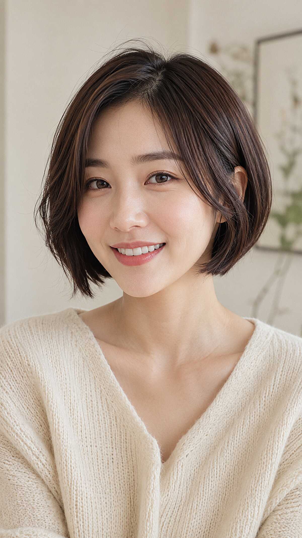 Cool Brunette Boyfriend Bob with Soft Tuck and Minimal Layering