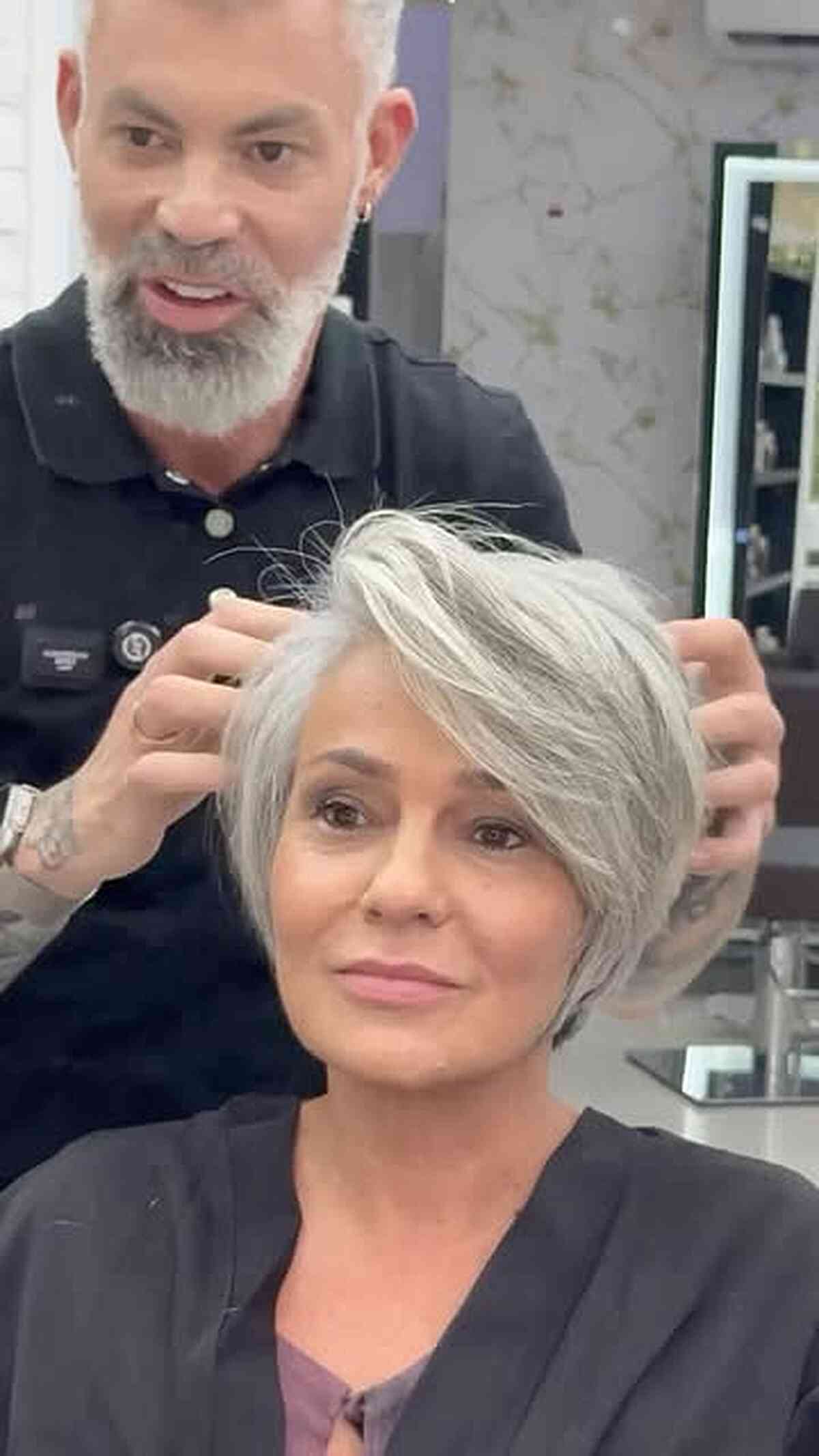 Cool Silver-White Hair with Subtle Gray Lowlights