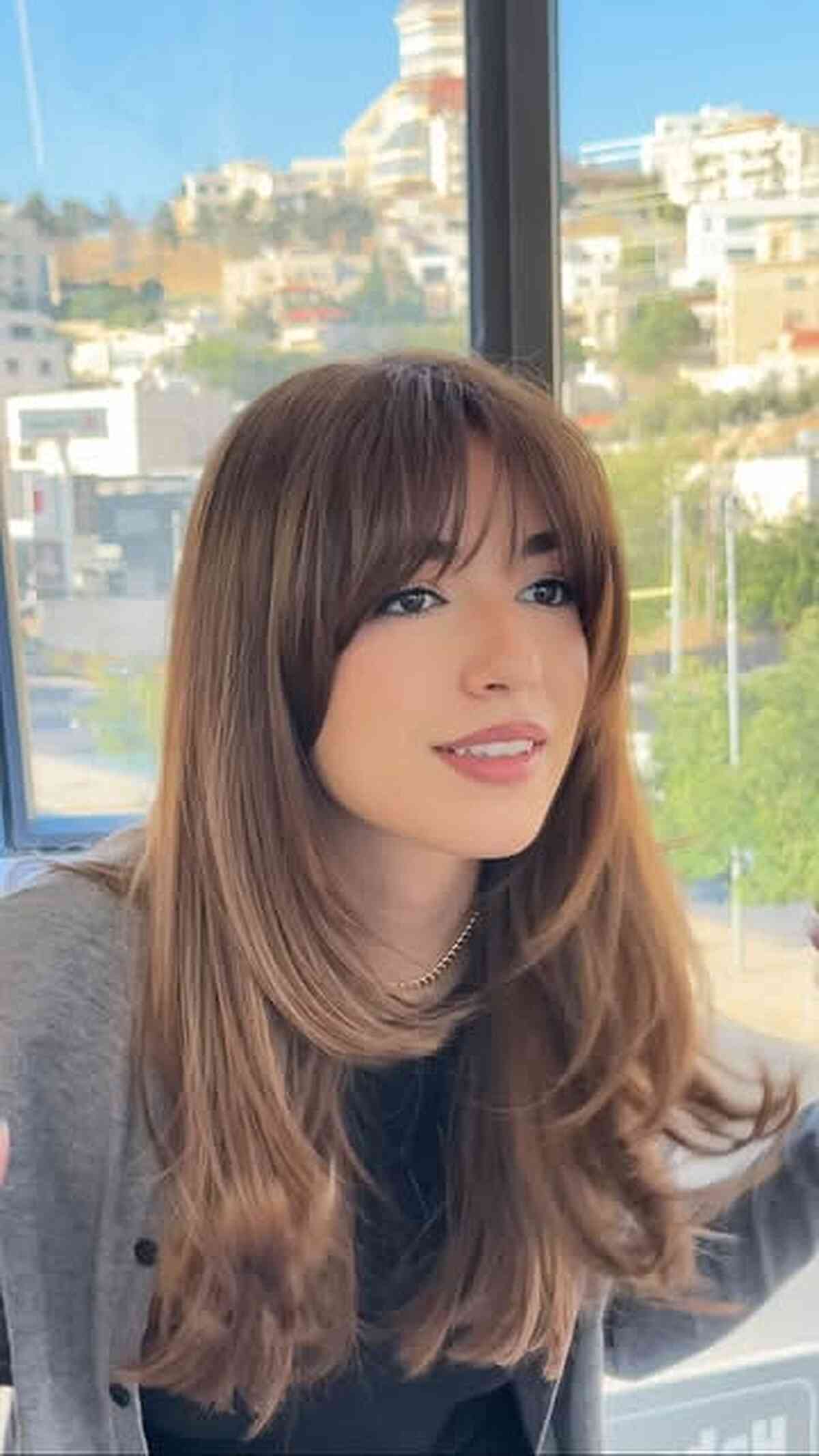 Long Brunette Face Framing Layers