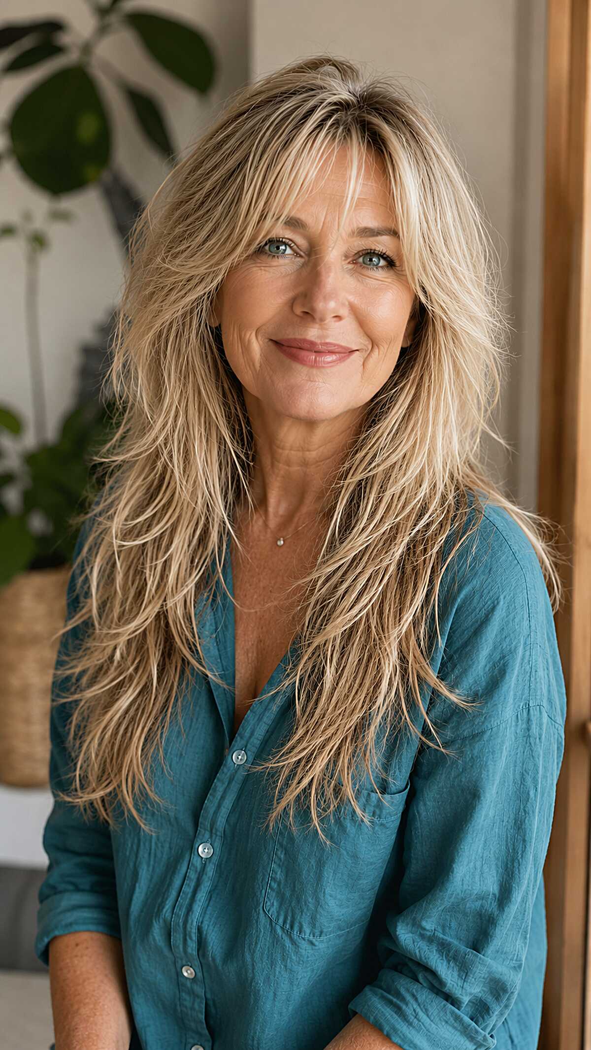 Undone Sandy Blonde Wolf Cut with Shaggy Crown Texture