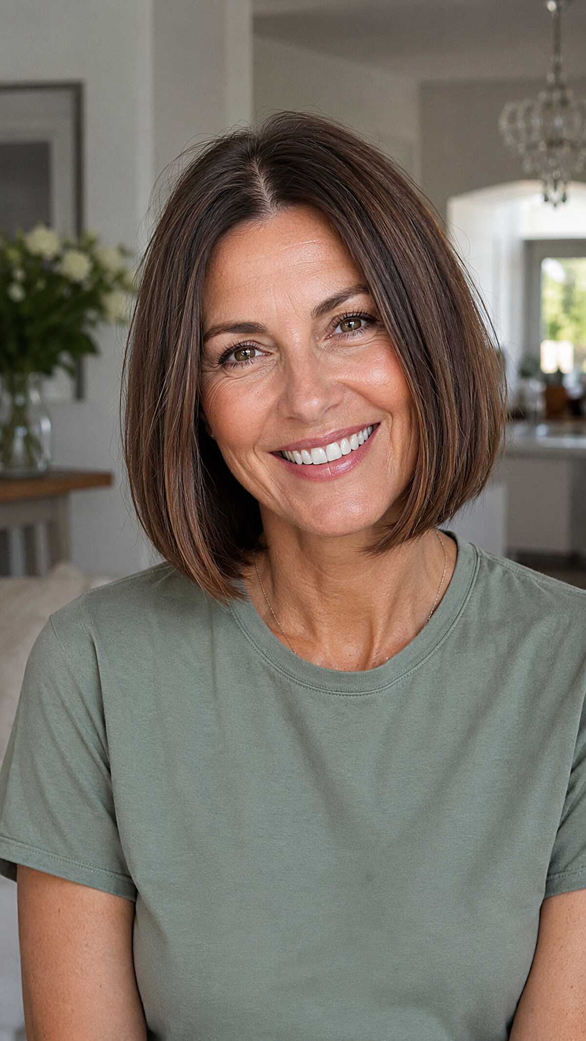 Medium brunette bob with lived-in texture and volume