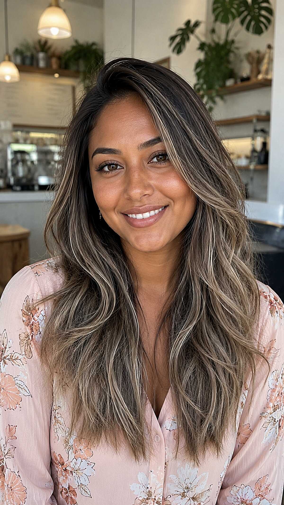 Lived-In Ash Blonde Pieces Woven Through a Deep Brunette on Medium-Warm Skin