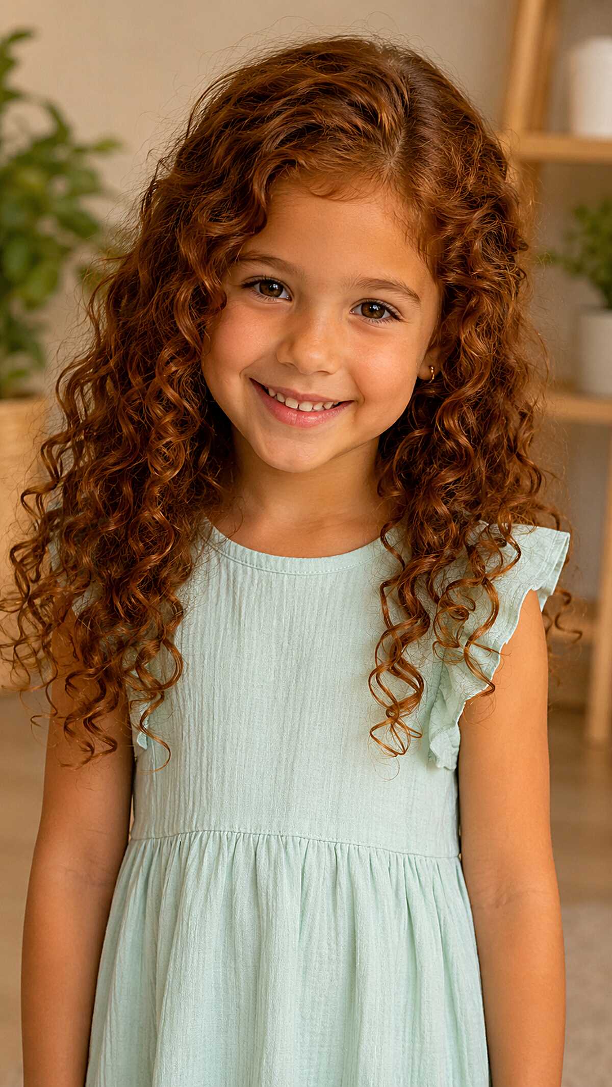 Long Copper Ringlets with a Center Part