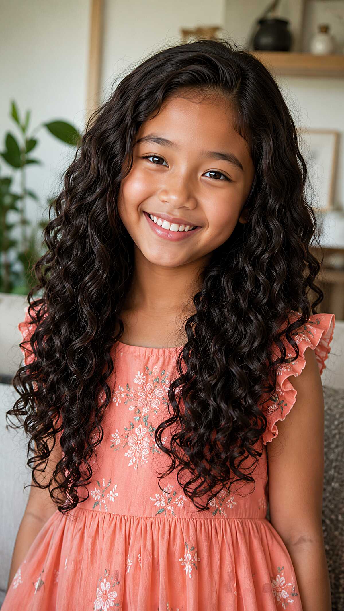Long Dark Curls with Invisible Layers