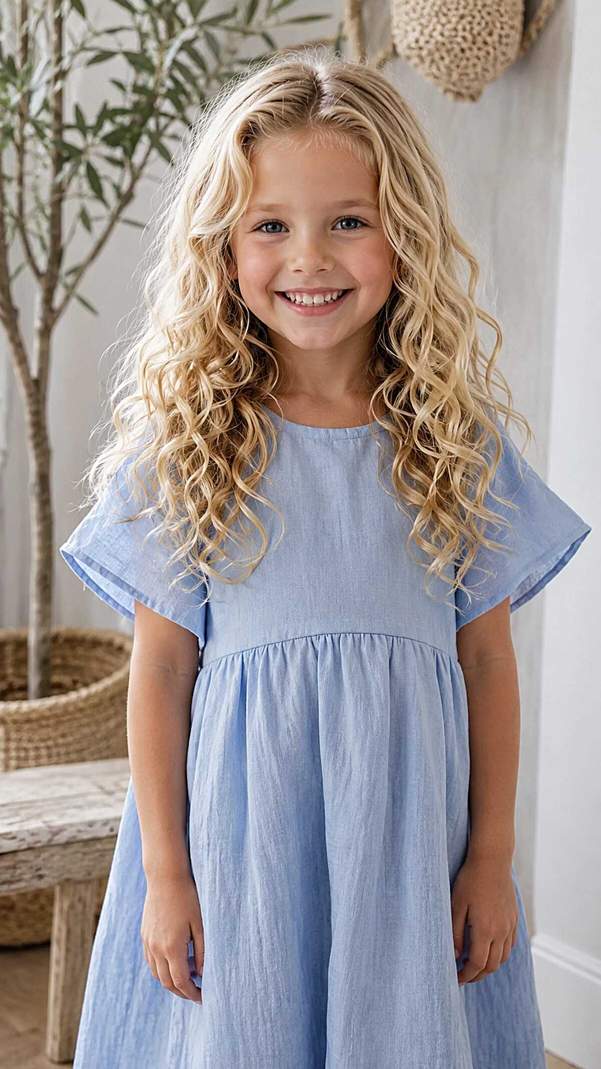 Long Natural Blonde Spirals with Loose Face-Framing Pieces