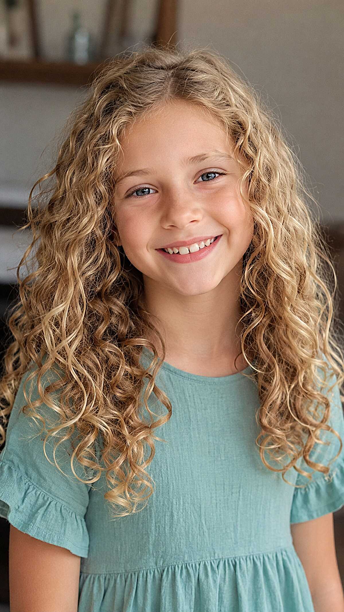 Long Sandy Blonde Ringlets with Warm Undertone Dimension