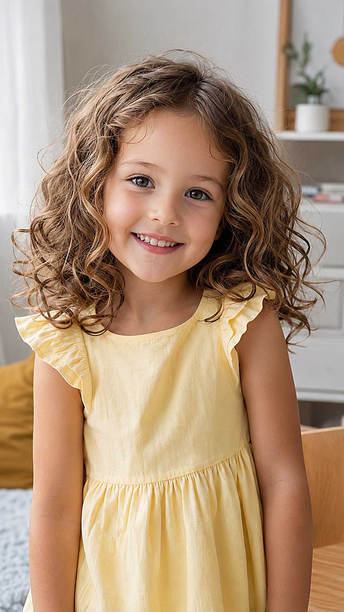 Medium-Length Light Brown Curls with Natural Honey Pieces