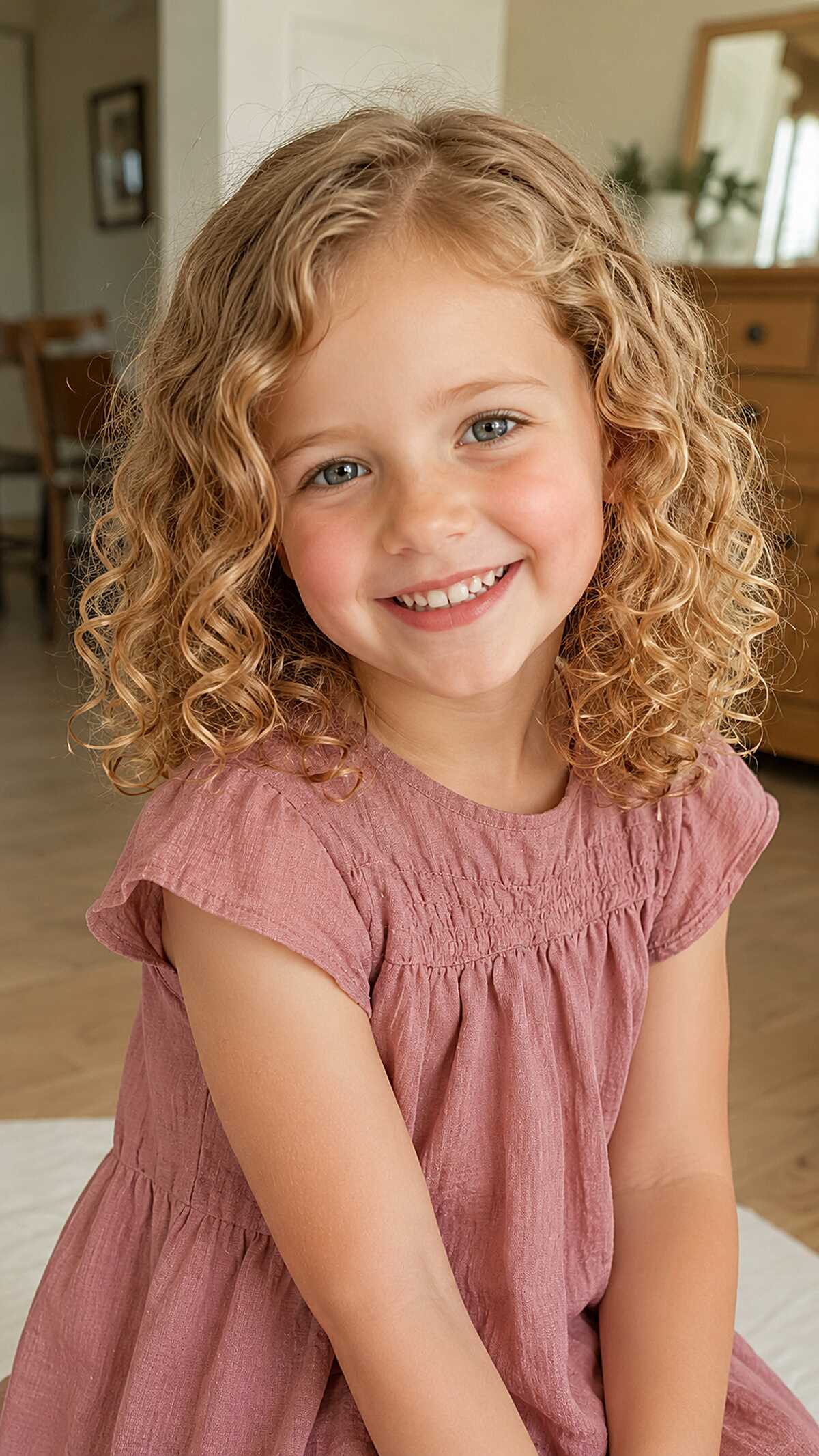 Shoulder-Length Golden Blonde Spirals