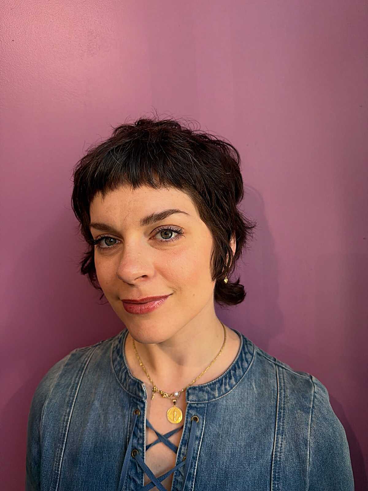 The Wavy Dark Crop with Chopped Micro Bangs