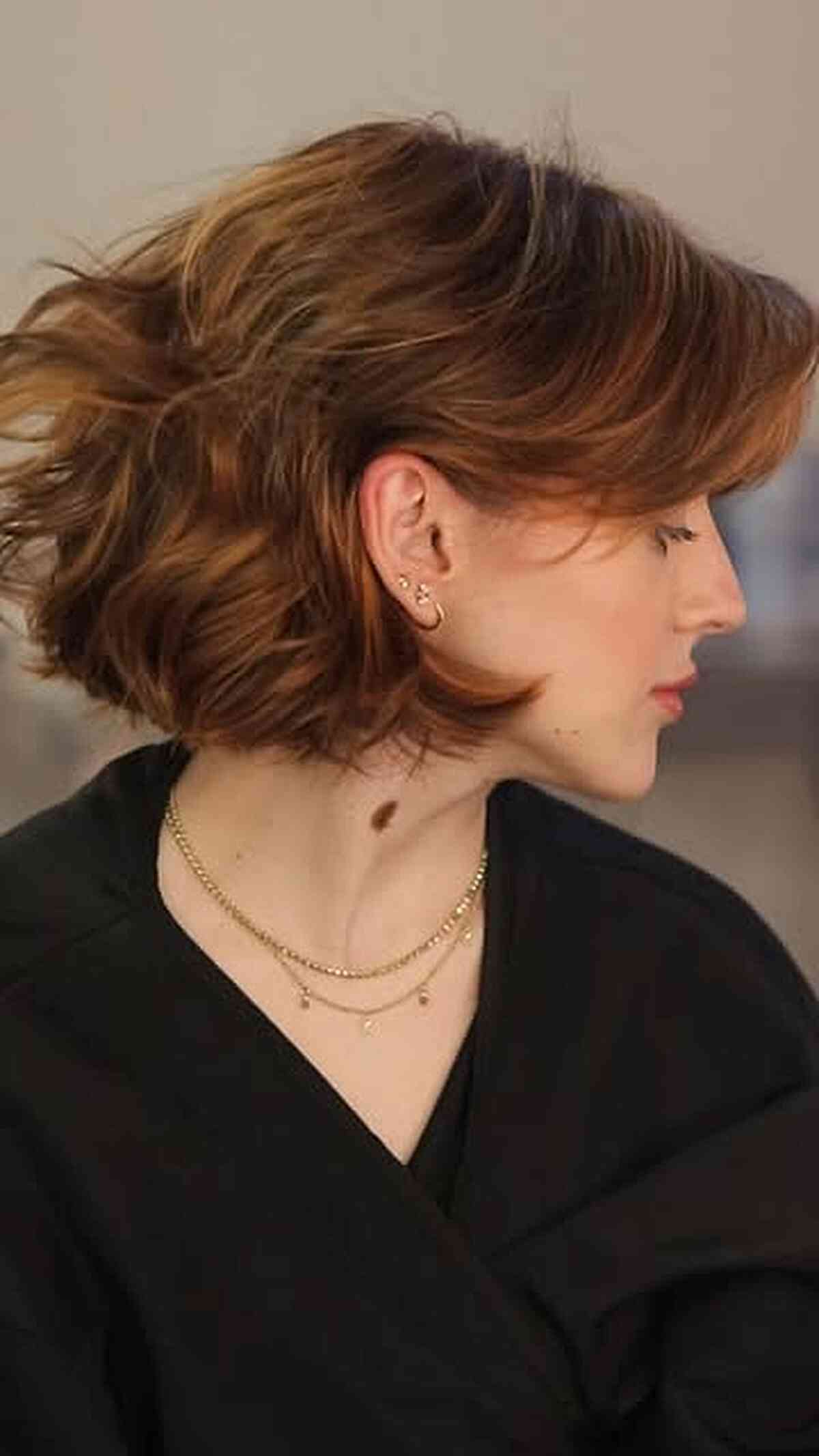 Chic Short Shaggy Bob with Choppy Layers