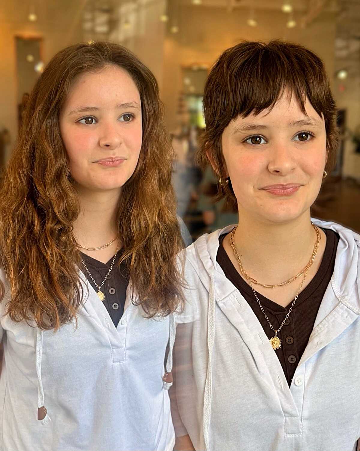 Before and after long to short shaggy pixie with bangs