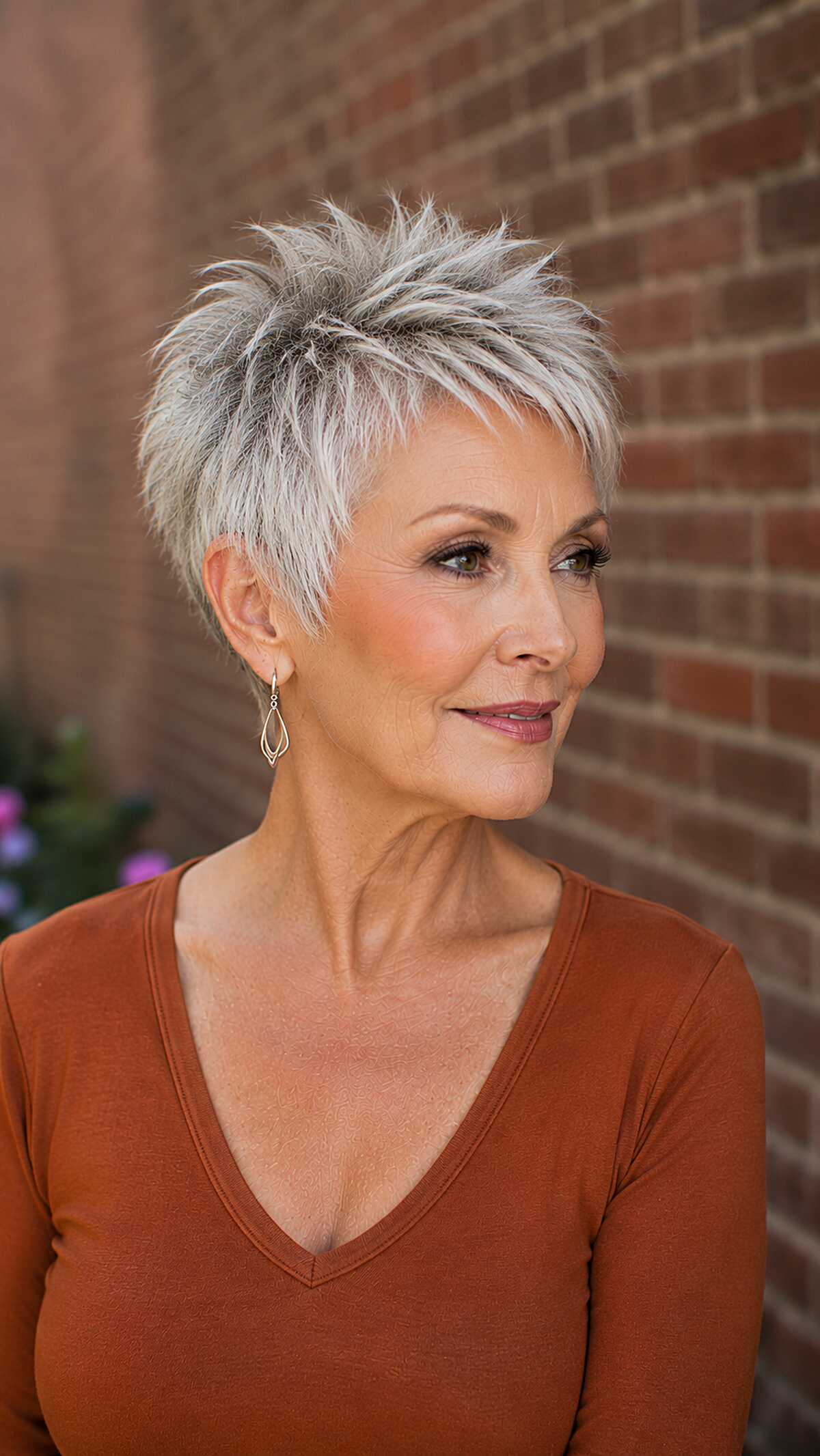 Silver white spiky pixie with dramatic textured volume