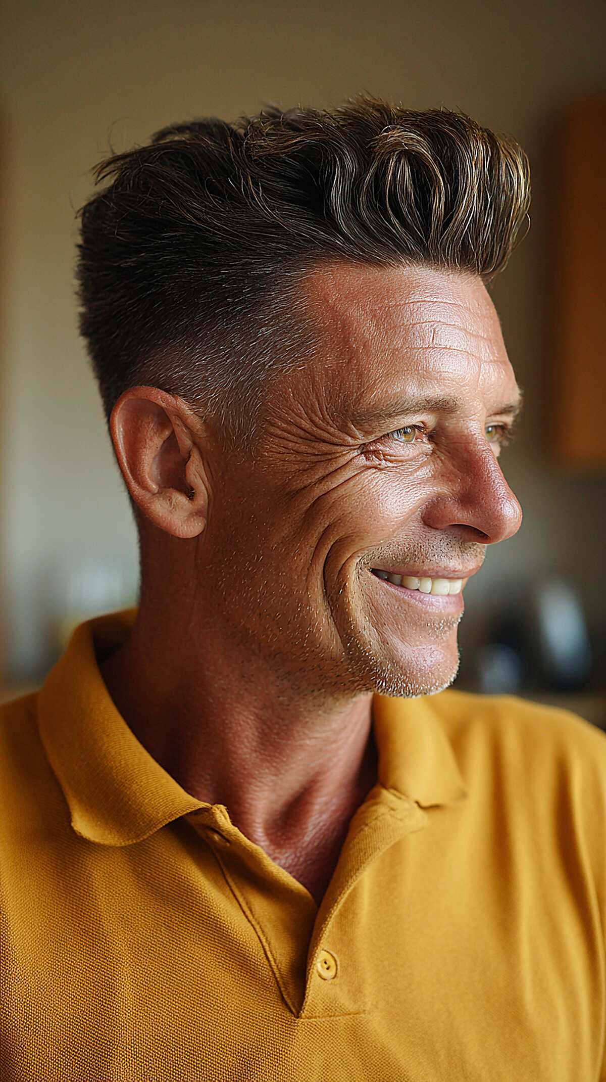 Lived-In Pomp with a Clipper-Over-Comb Taper