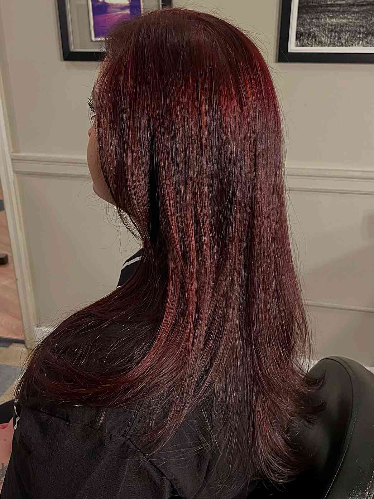 Long Dark Red Hair with Subtle Layering