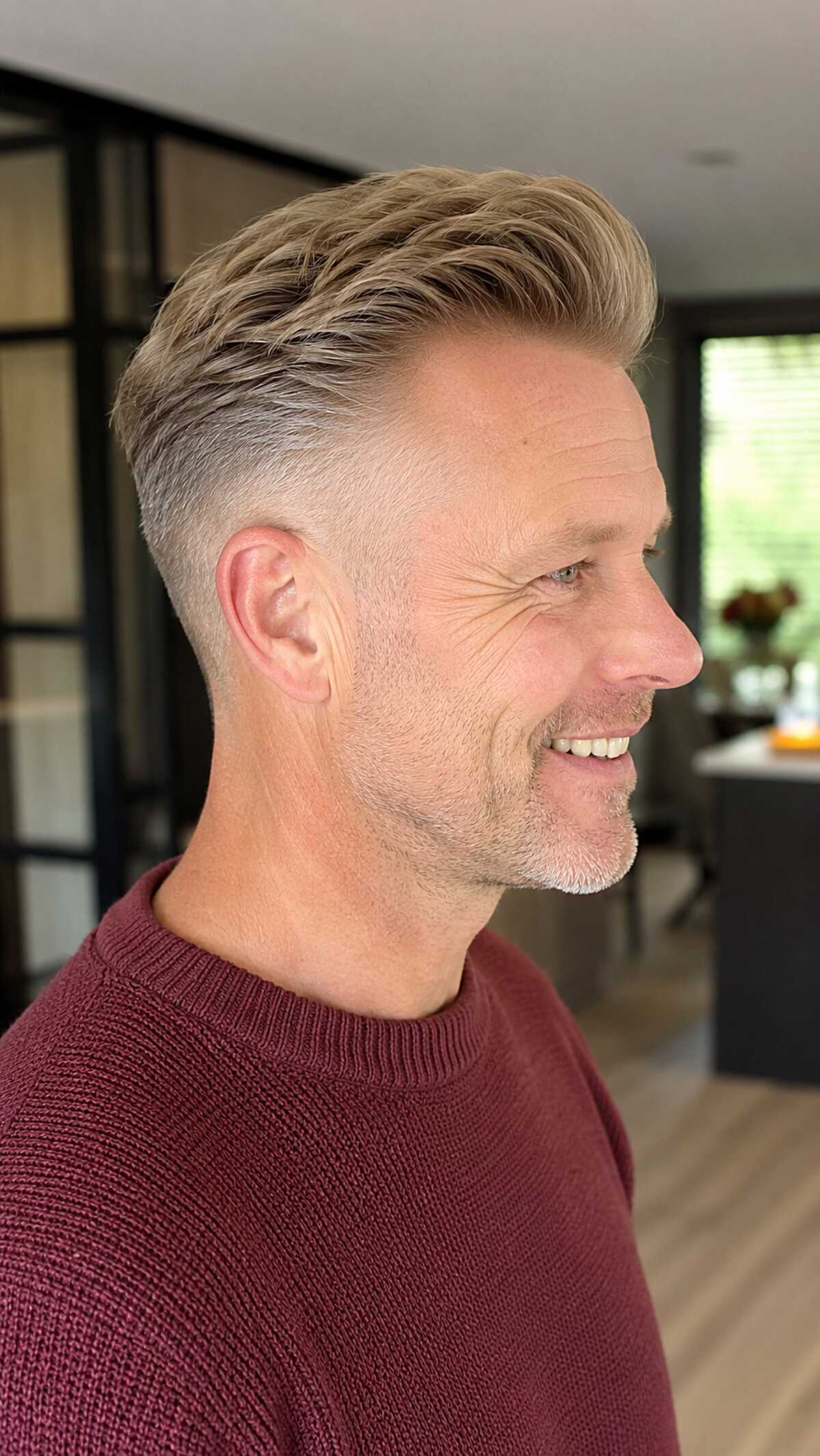 Salt-and-Pepper Pomp with a Seamless Skin Fade