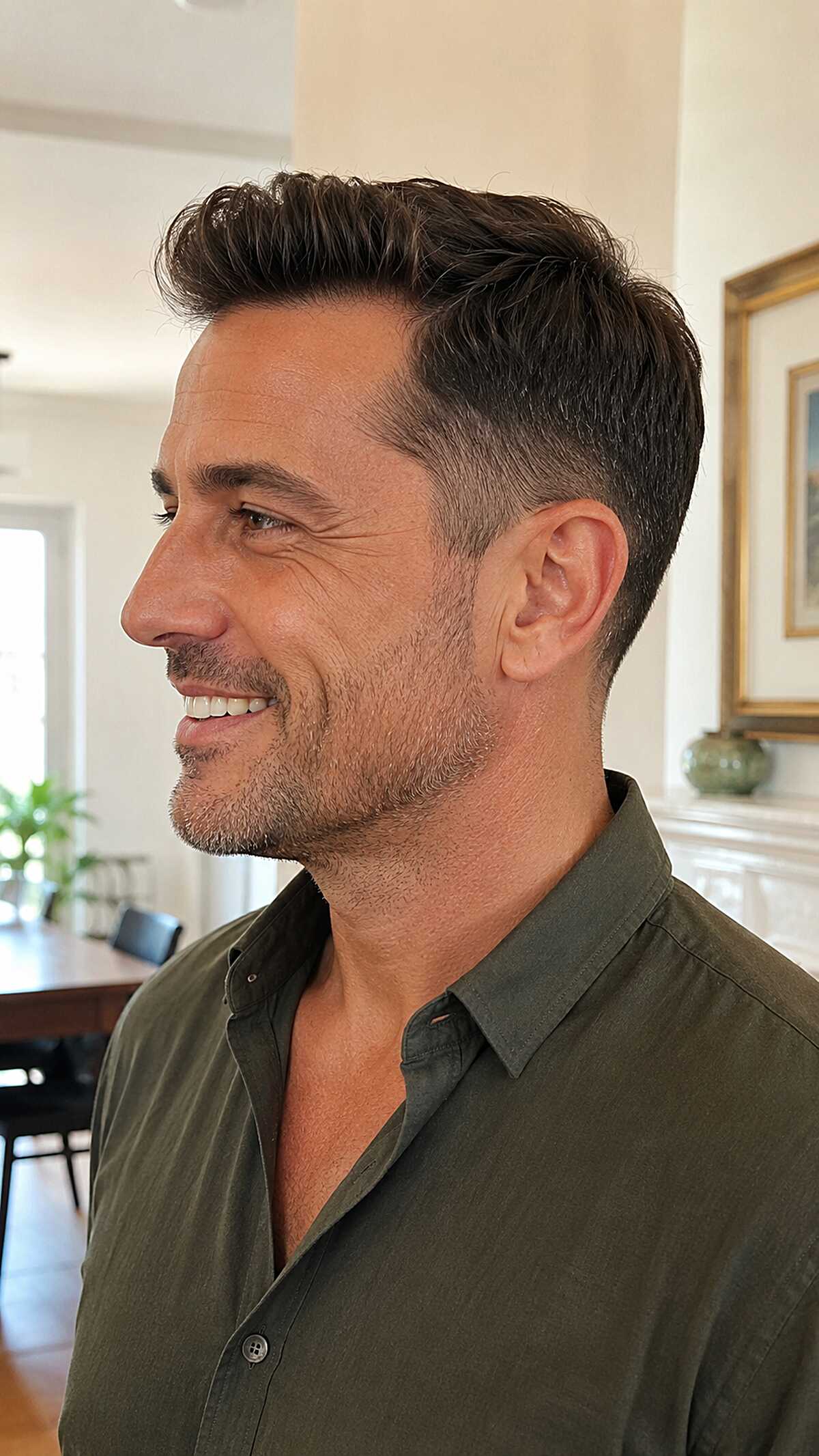 Subtle Pomp with a Scissor-Faded Side and Finger-Raked Volume