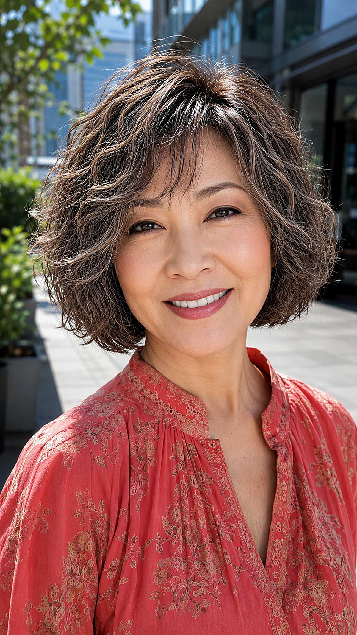Tousled Chin-Length Bob with Natural Gray Integration