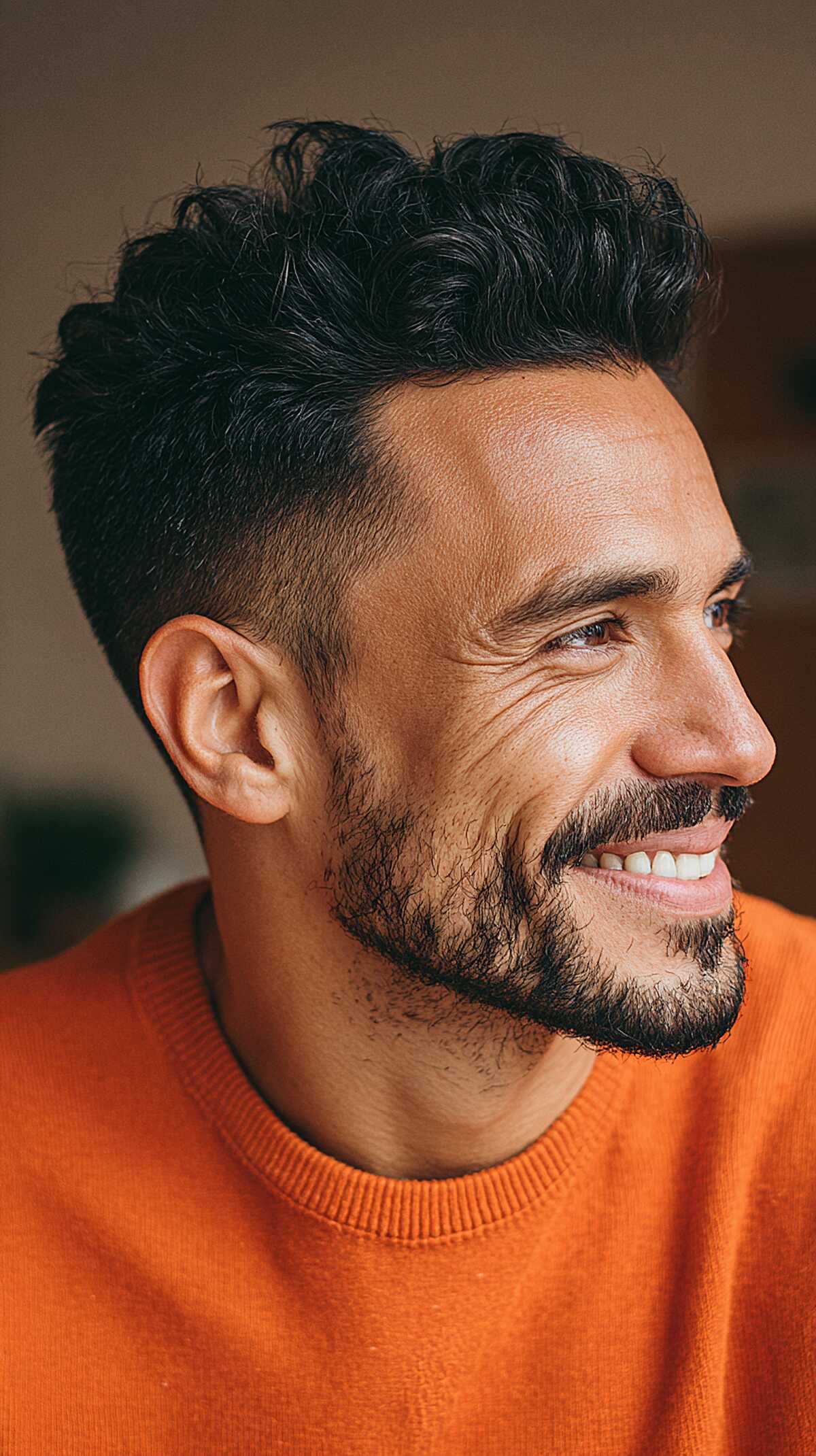 Wavy Pomp with a Natural Fade and Stubble Frame