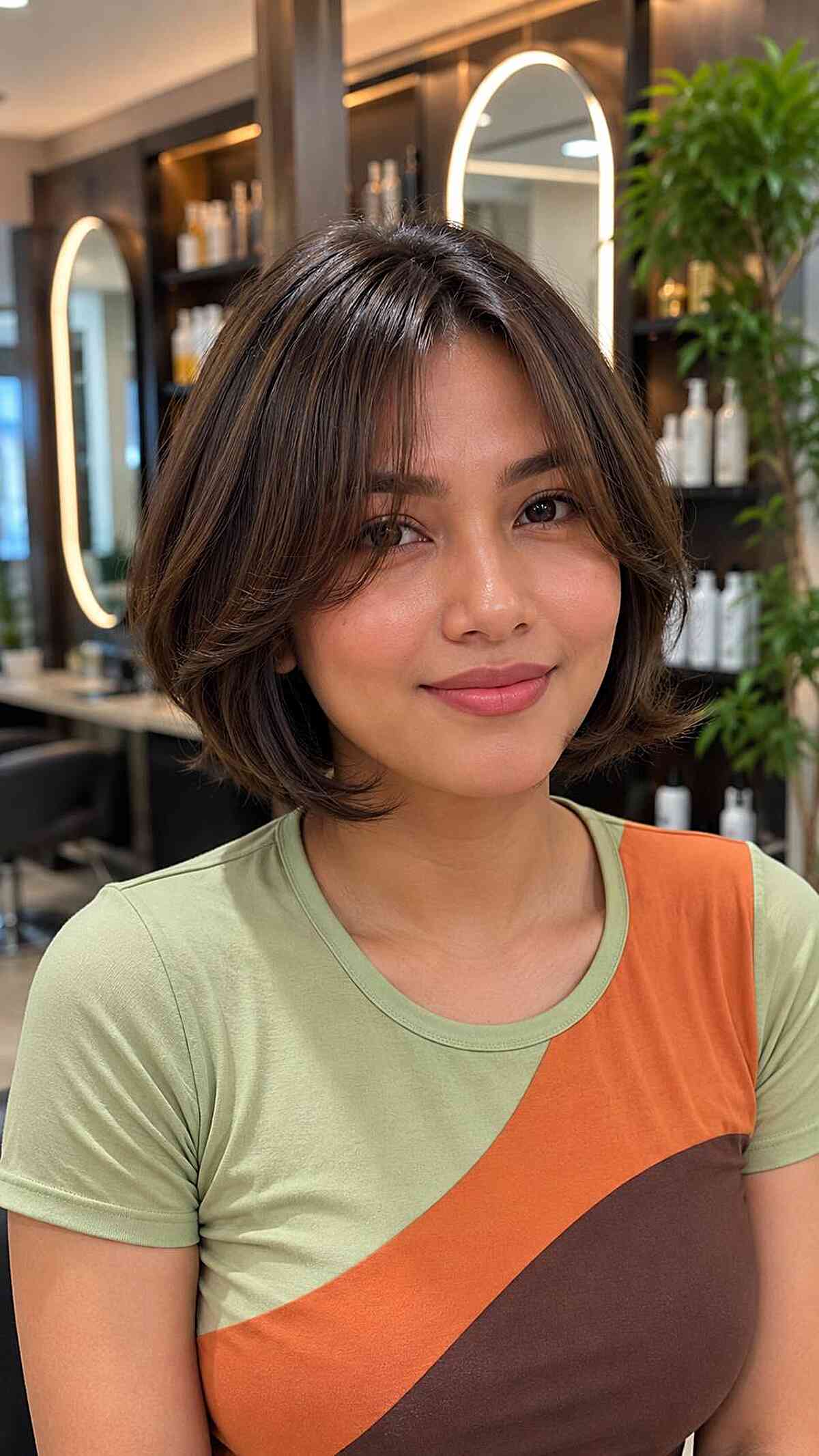 Stylish Curtain Bangs with Soft Bob Cut