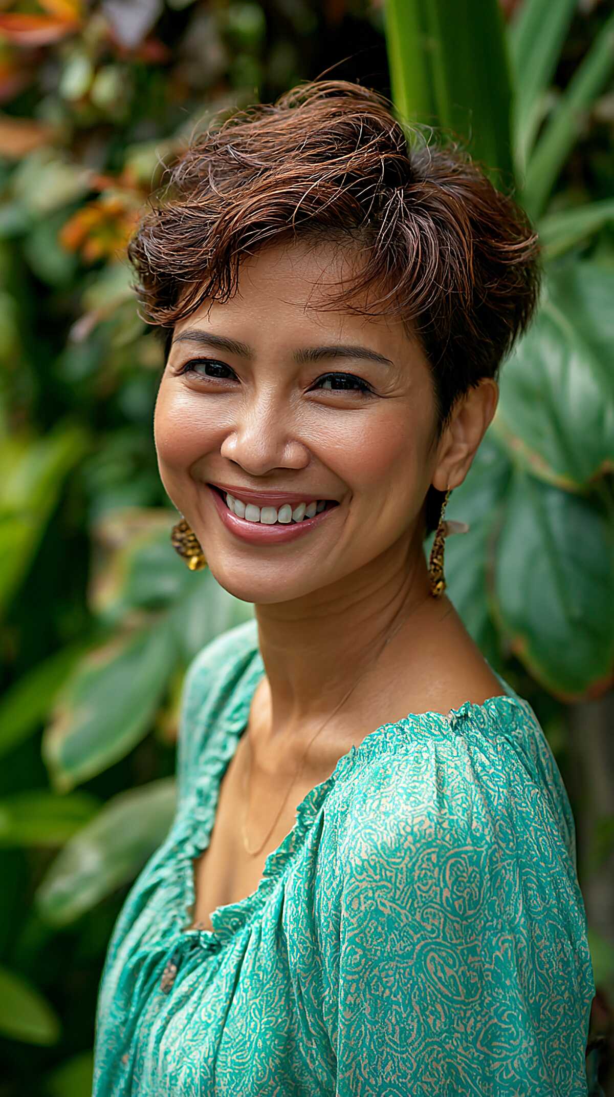 Warm Auburn Pixie with Finger-Styled Wave