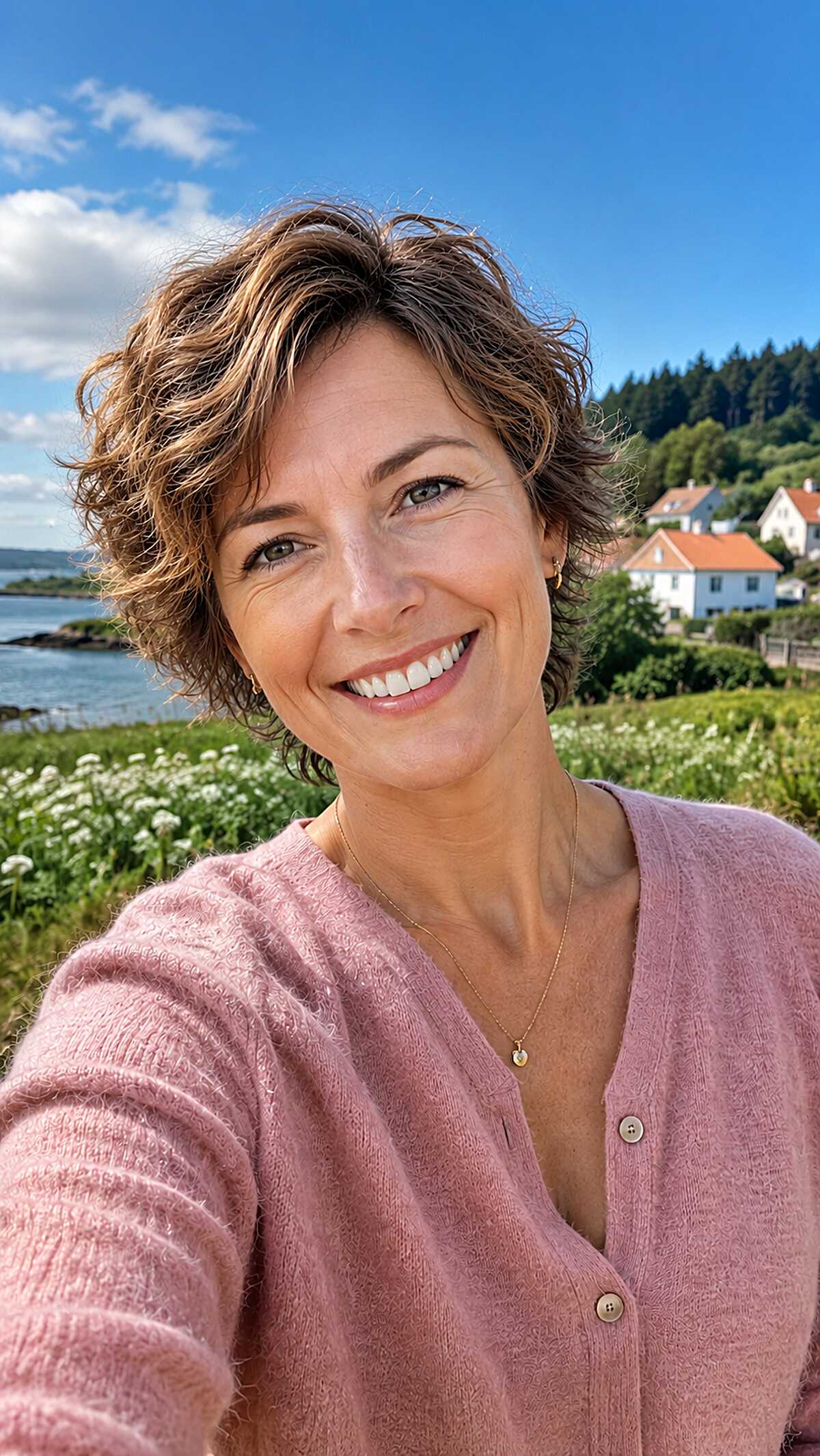 Windswept Brunette Pixie with Golden Pieces
