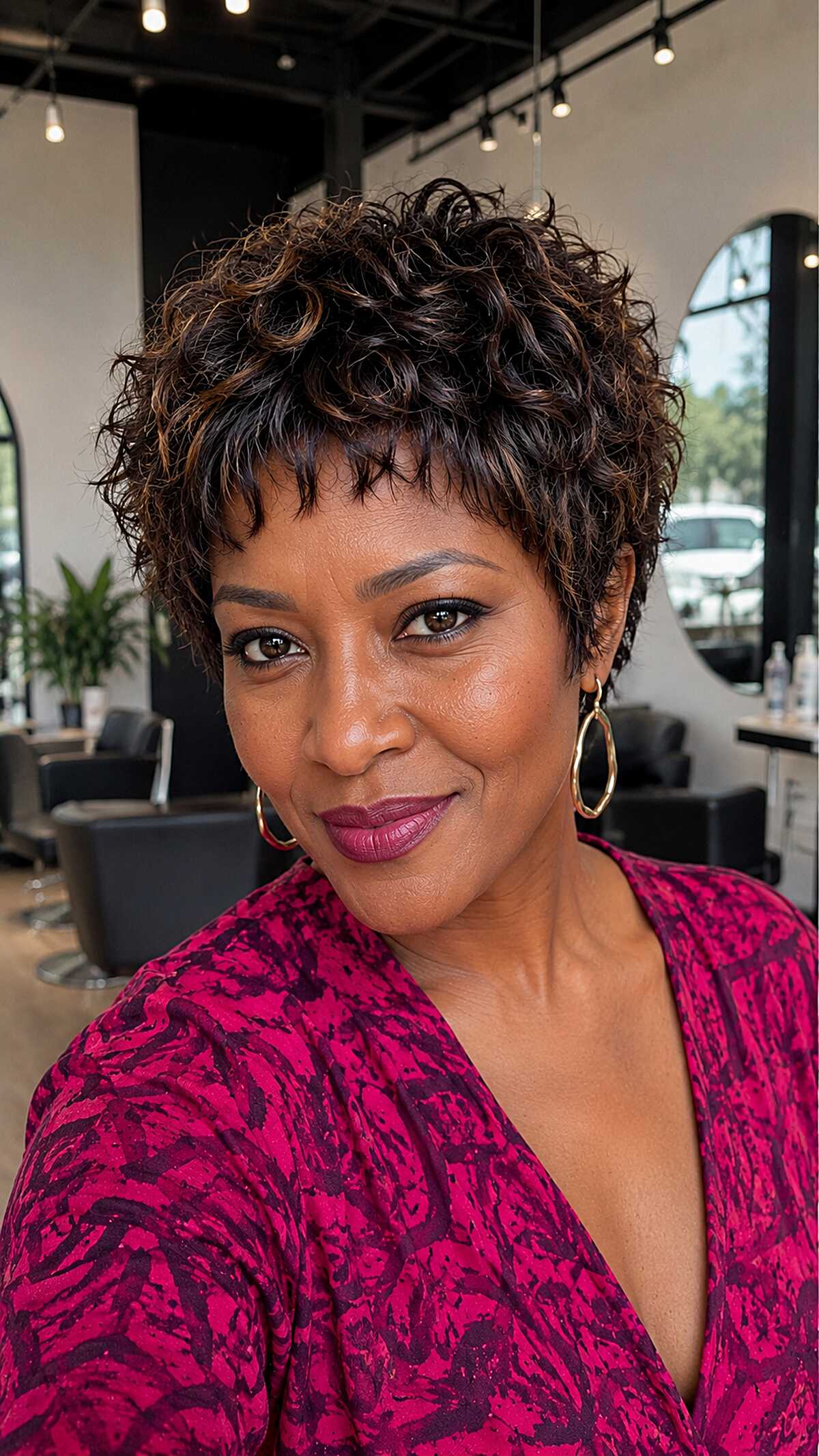 Curly Pixie with Wispy Micro Fringe
