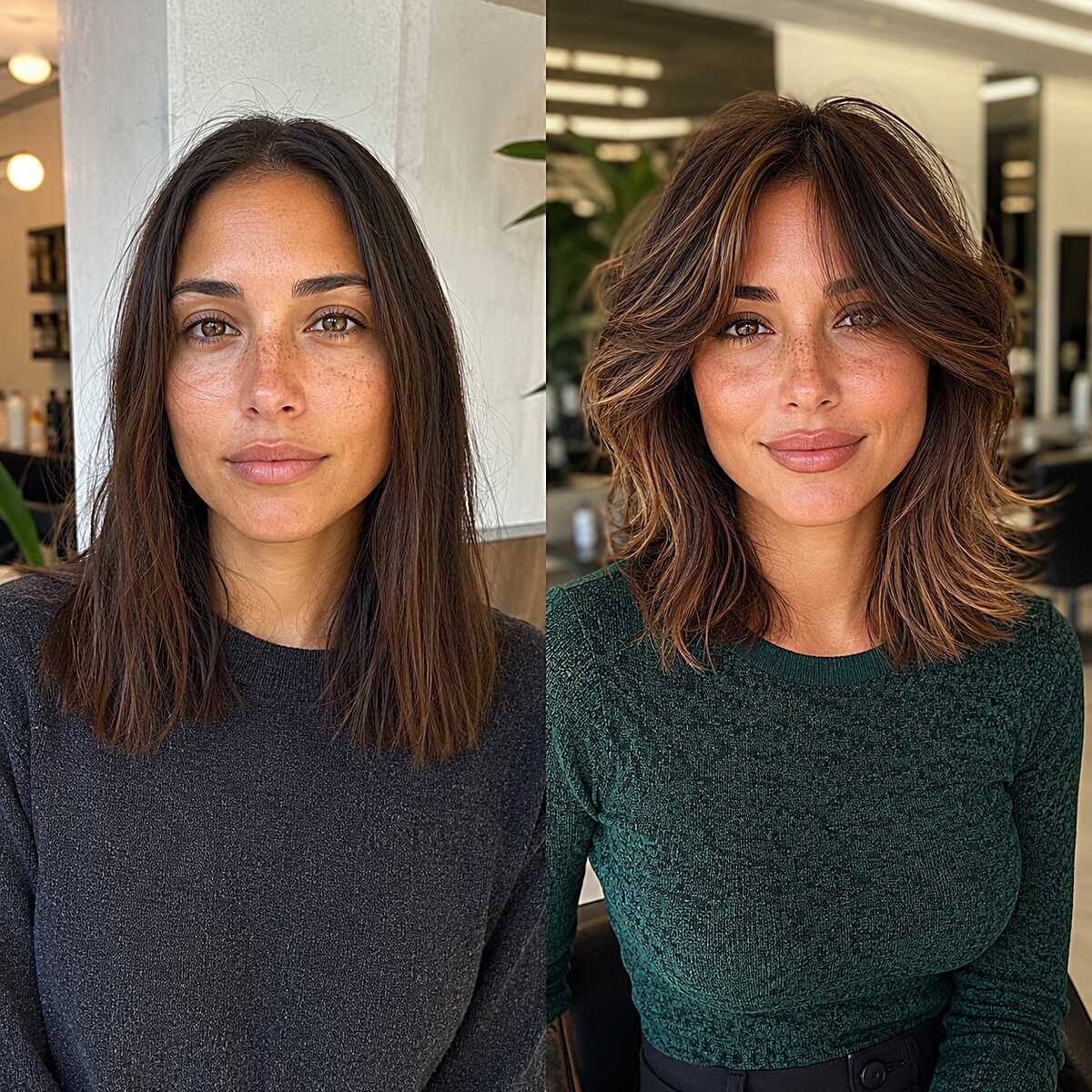Layered Brunette Shag Transformation with Warm Balayage