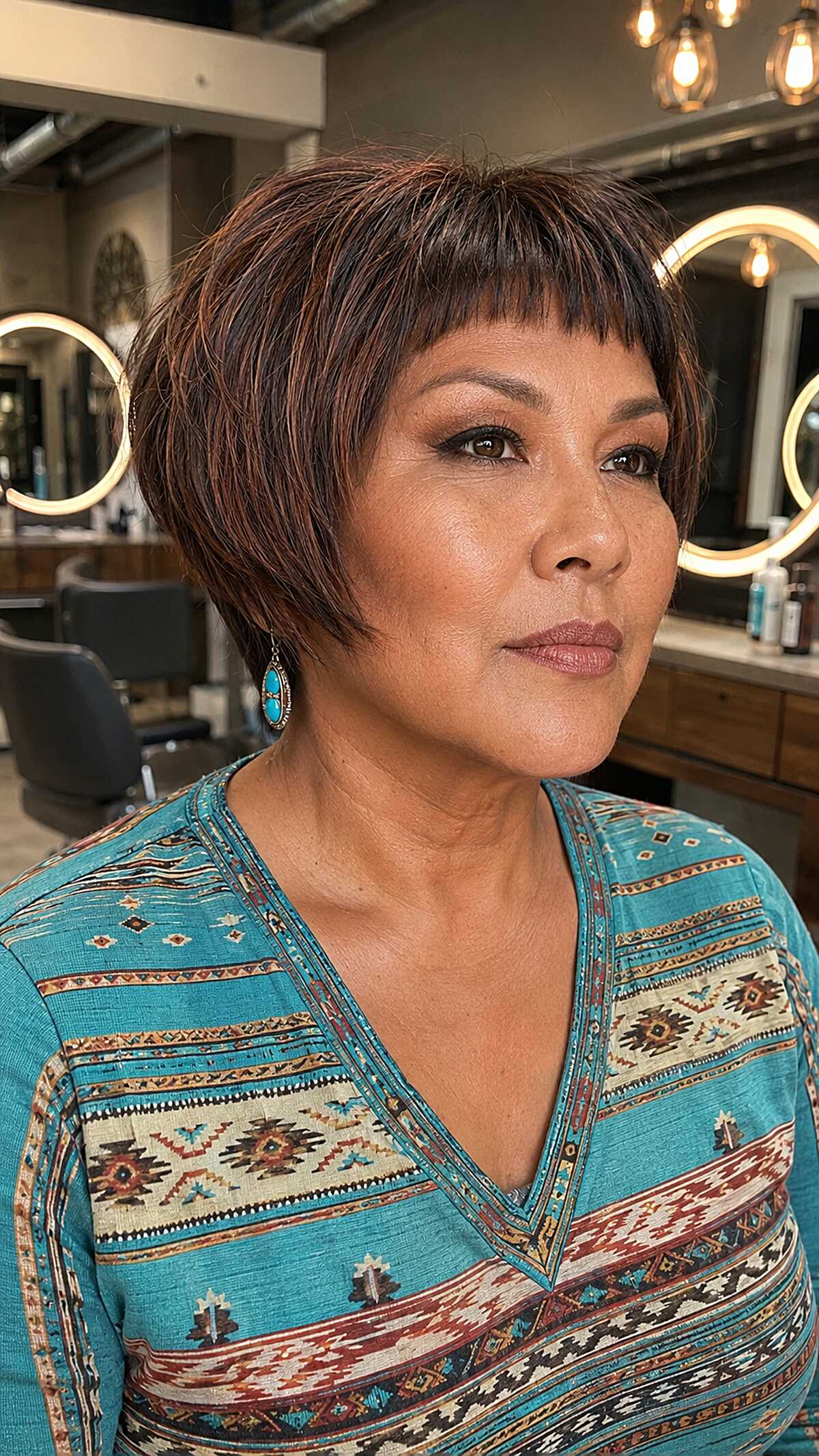 Layered Copper-Kissed Crop with Soft Micro Fringe