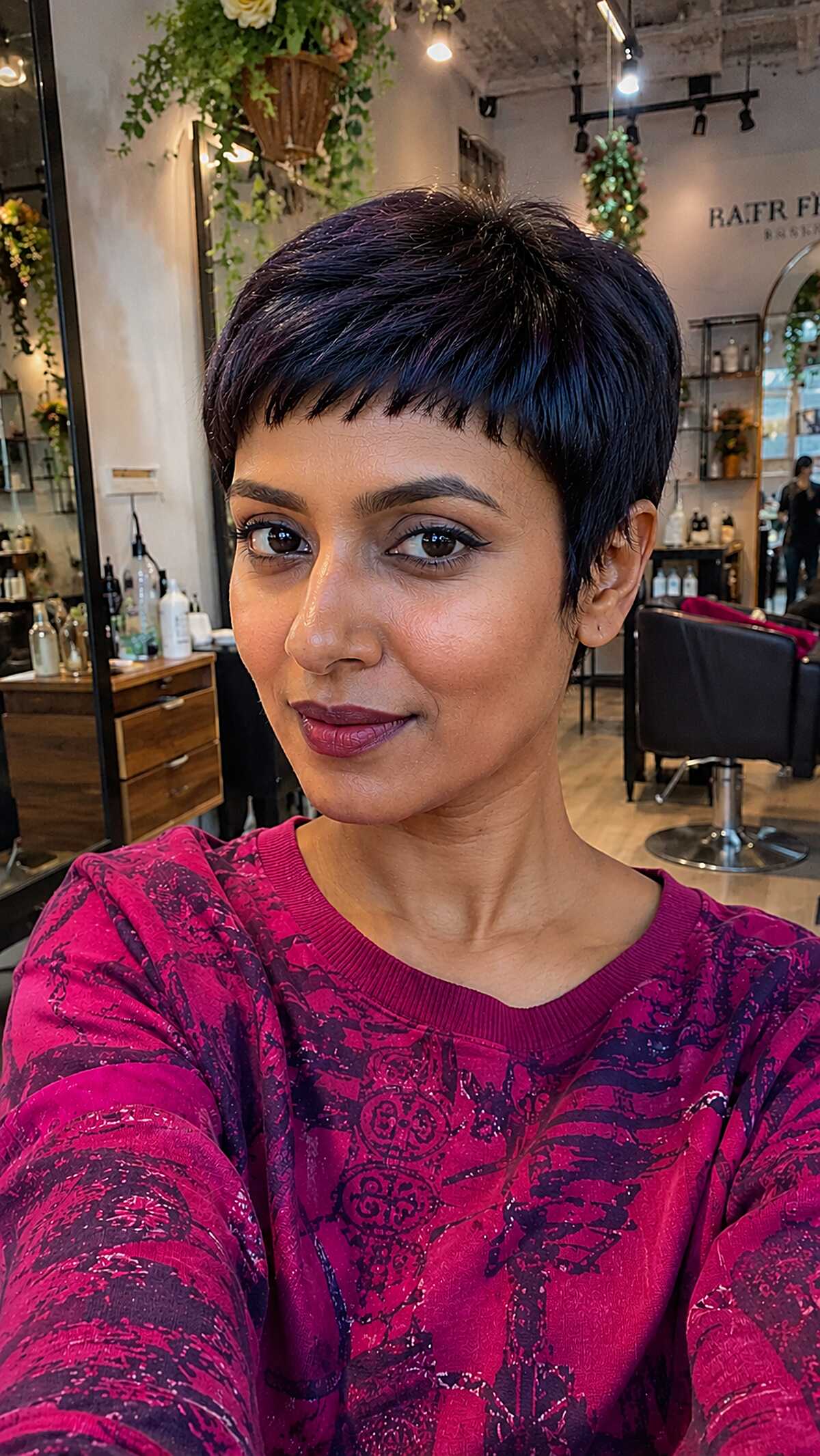 Razor-Cut Dark Pixie with Jagged Micro Fringe