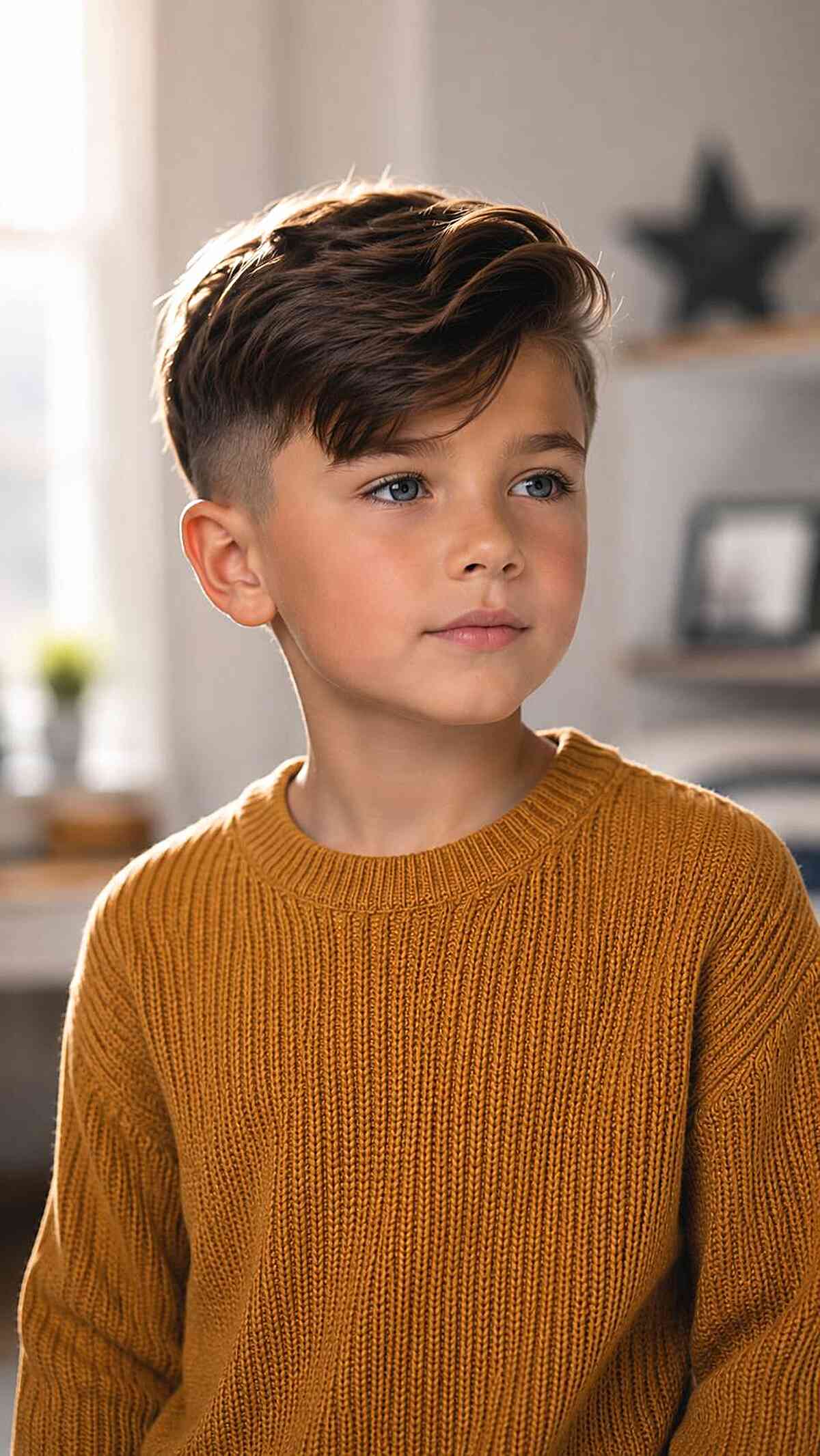 Stylish Undercut with Side Swept Bangs for Boys