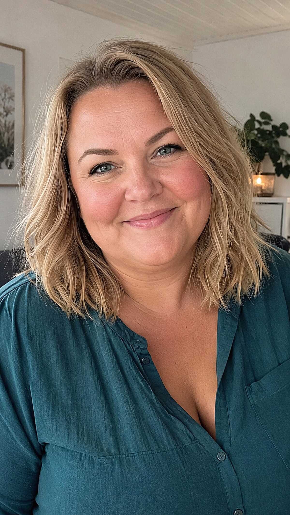 Tousled Blonde Lob with Beachy Bend and Grown-Out Highlights