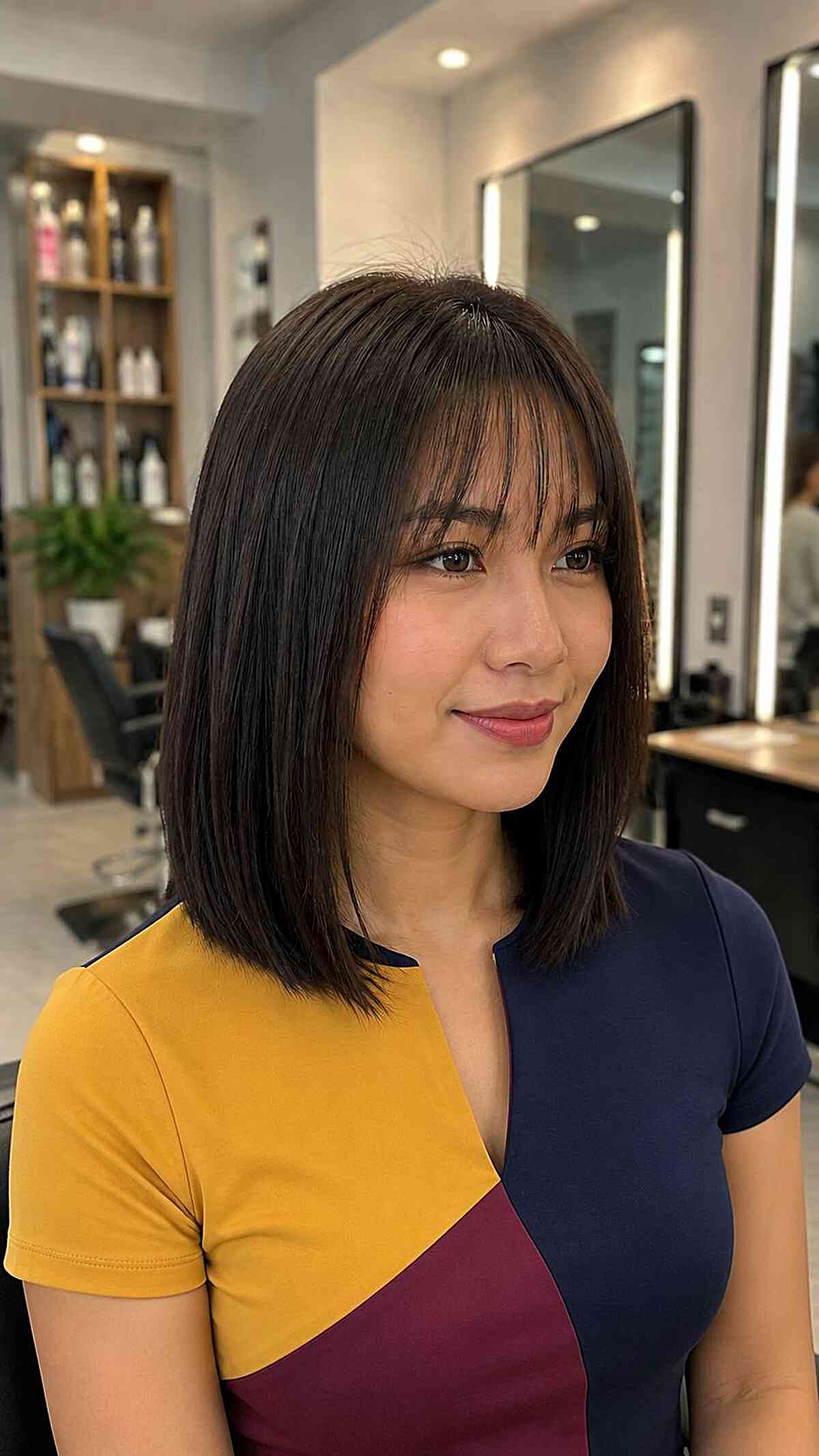 Modern Long Bob with Piece-y Bangs