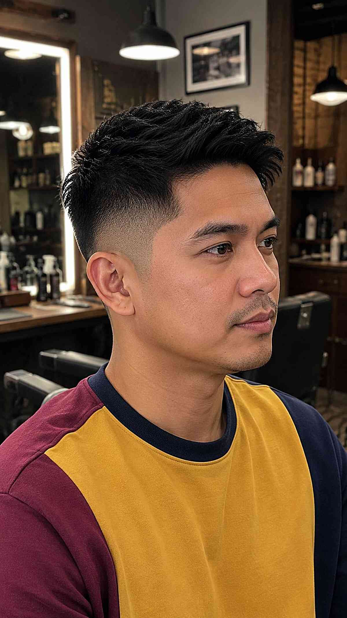 Stylish Low Taper Fade with Textured Top