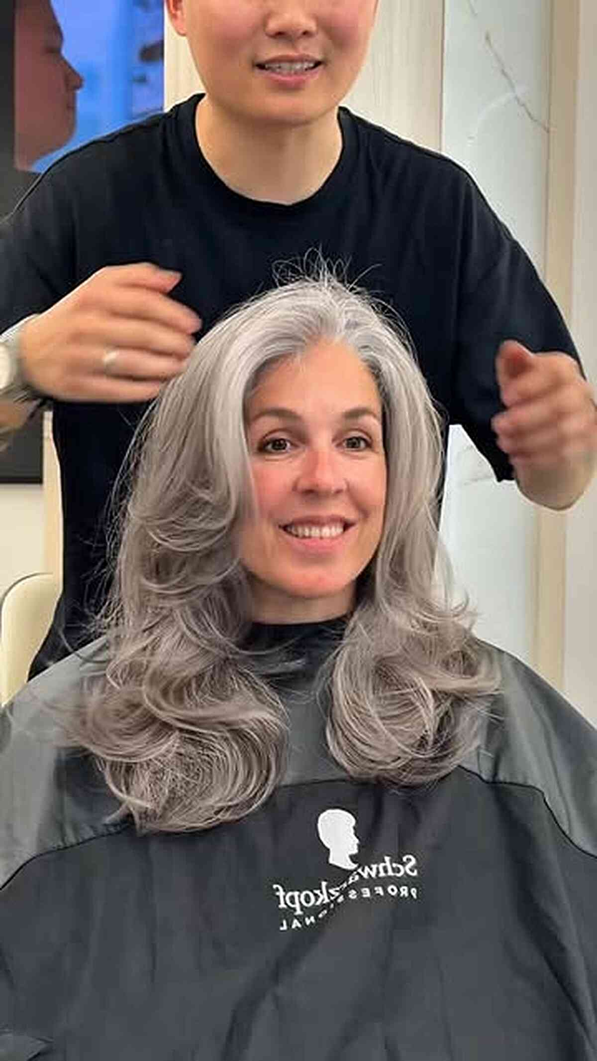Stylish Long Layered Gray Hair