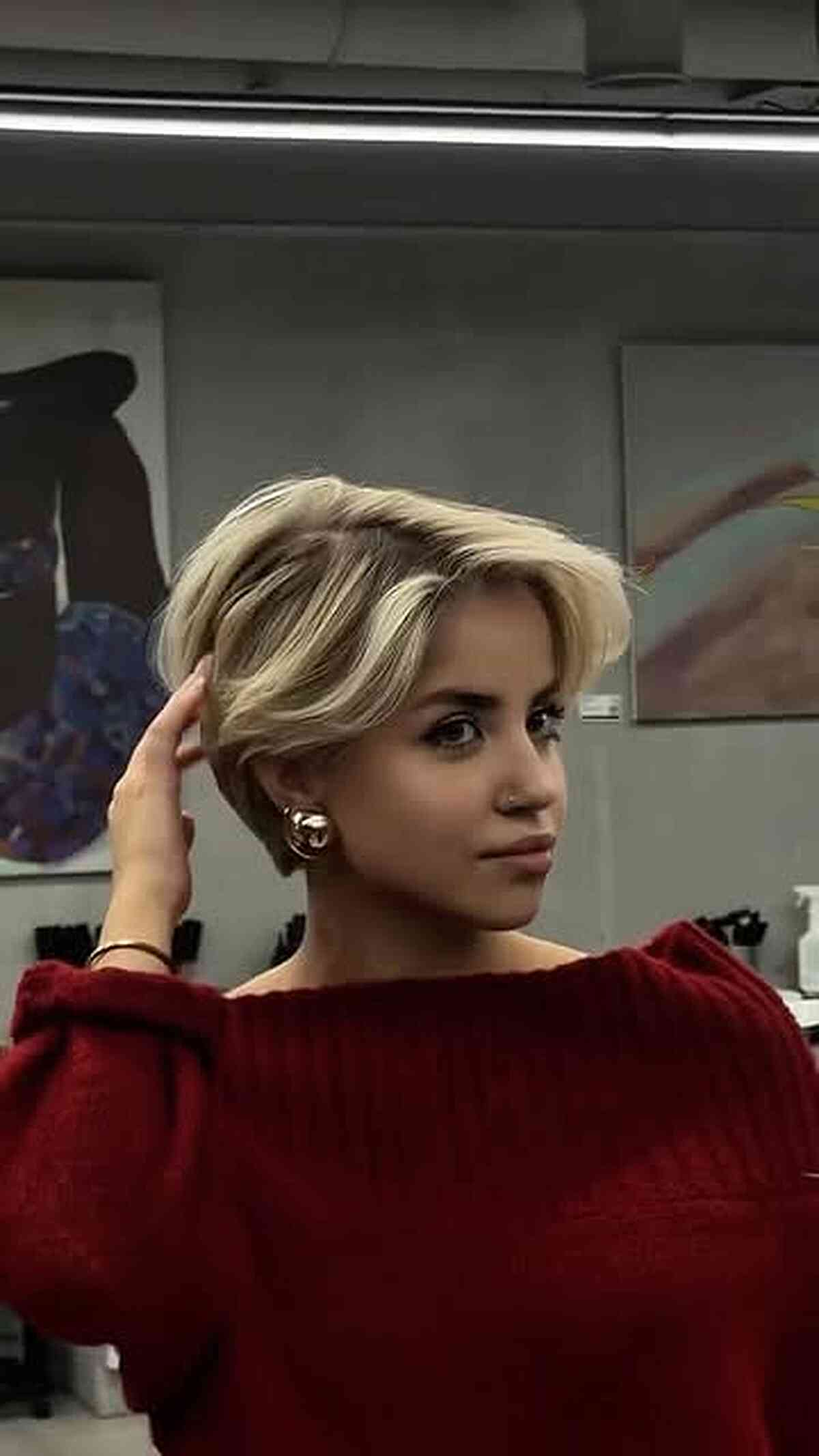Stylish Ash Blonde Bixie with Textured Layers