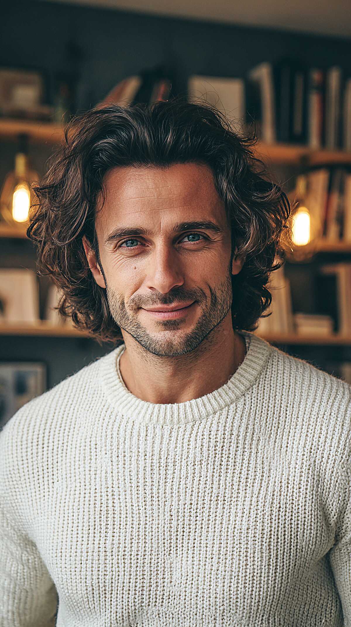 Collar-Length Wavy Flow with Center-Parted Fullness