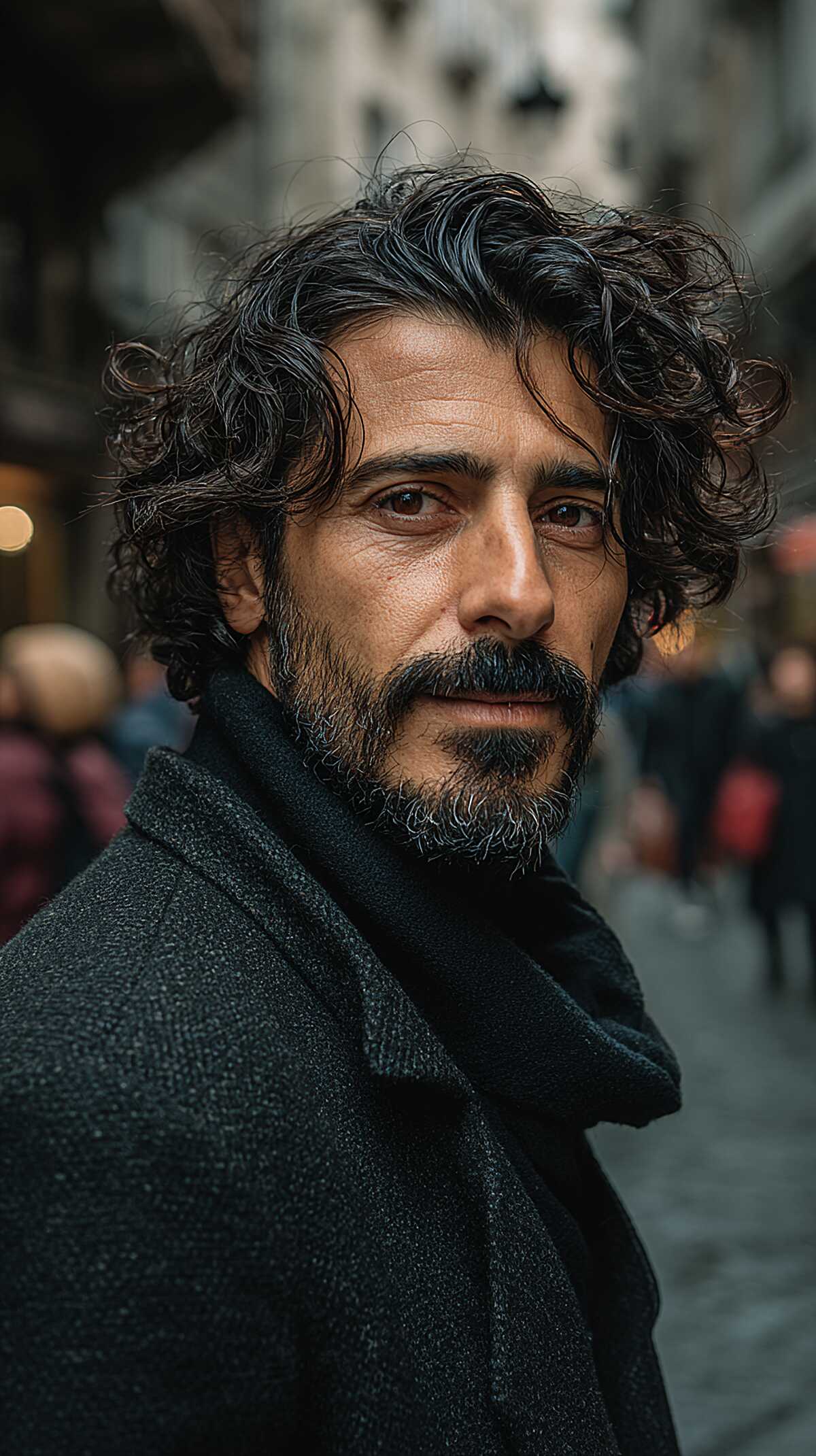 Dark Curly Flow with Loose Mid-Length Body