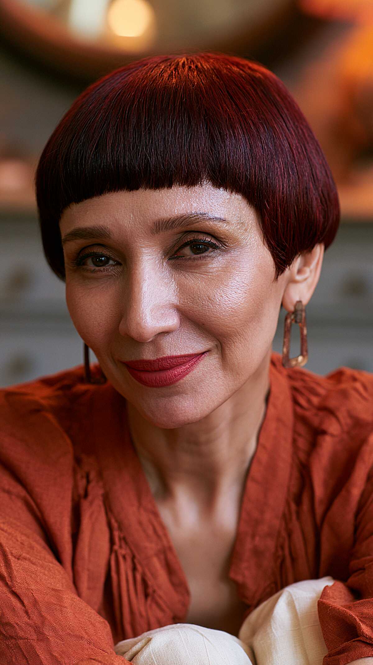 Deep Cherry Micro Bob with Precision-Cut Blunt Fringe