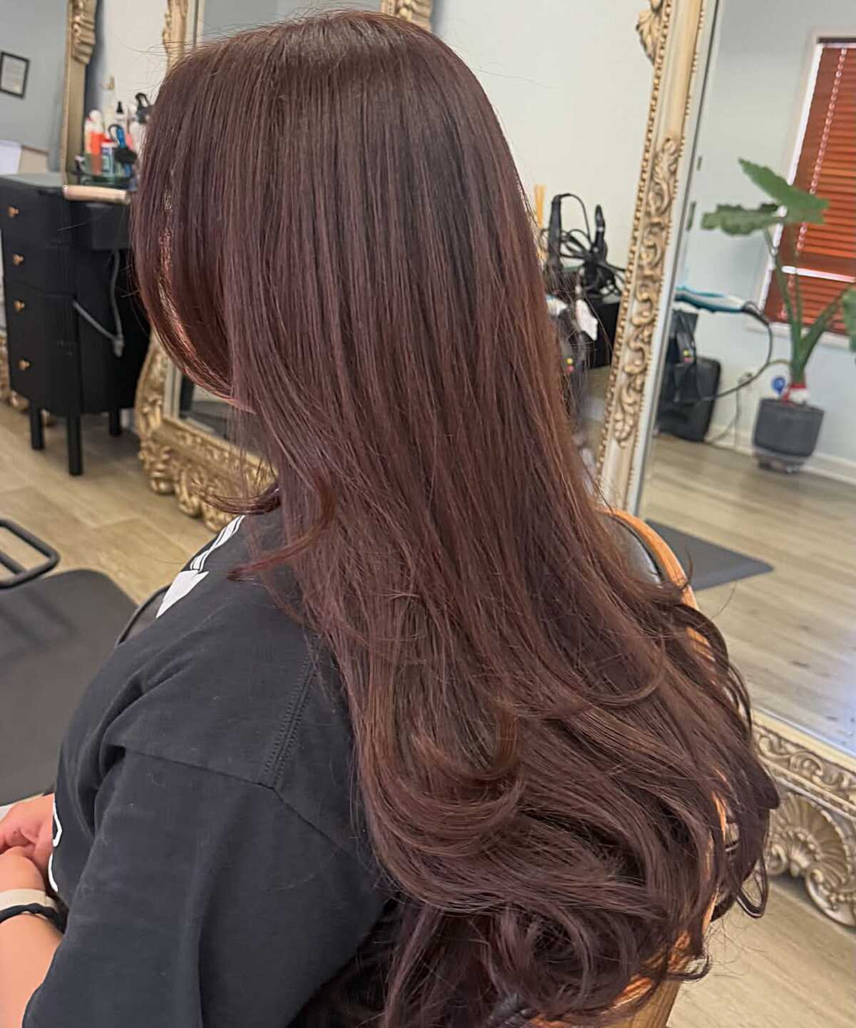 Long Mocha Brunette with Curled Ends