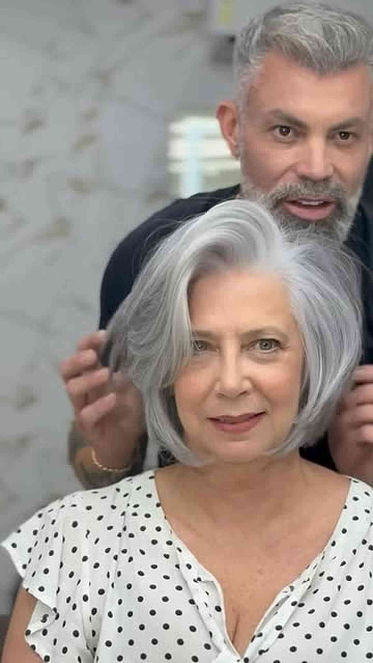 Modern Soft Gray Bob with Layers
