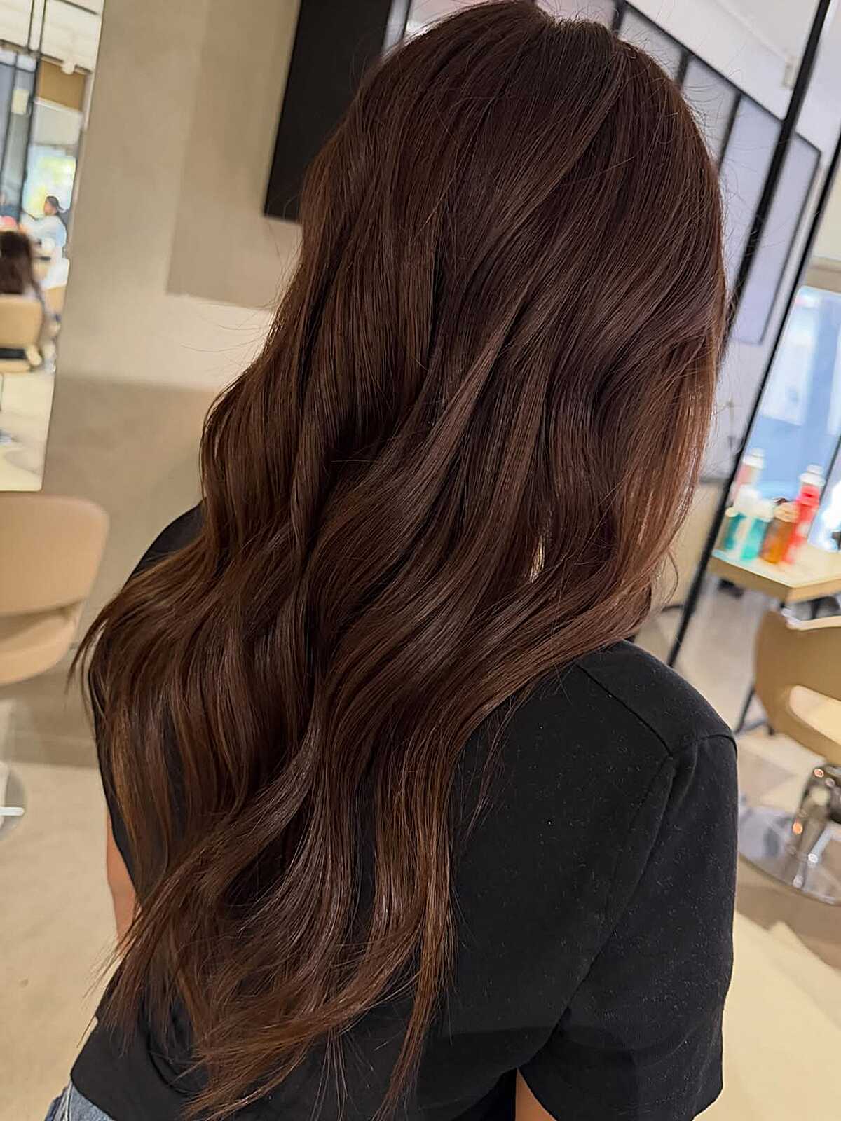 Rich Mocha Single Tone on Thick, Loose Waves