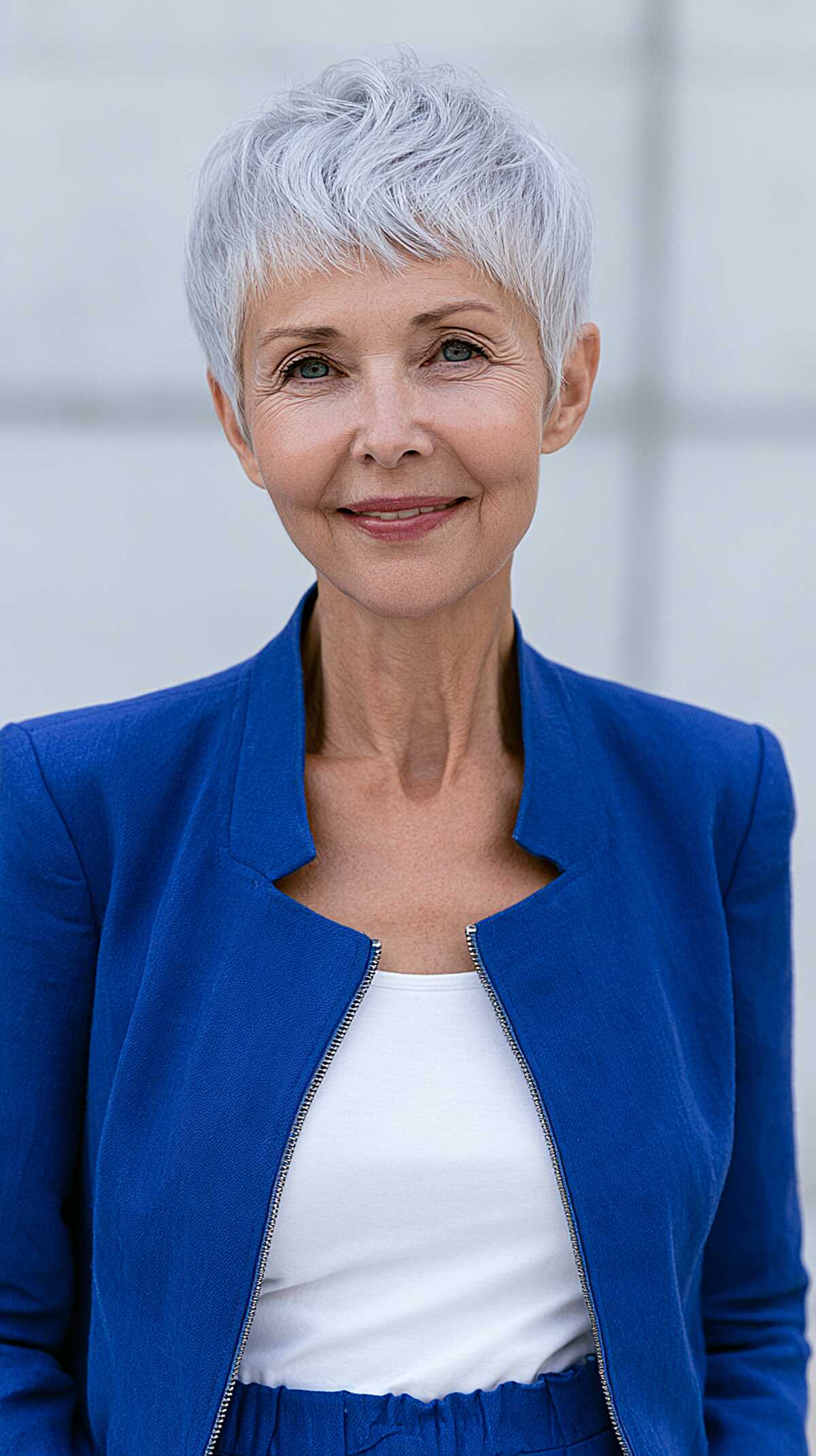 Silver Cropped Pixie with Soft Directional Movement