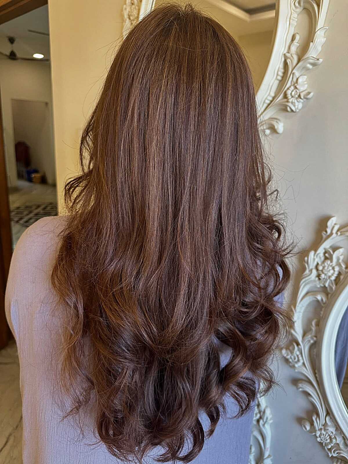 Soft Mocha Melt on Long Layers with Rolled Ends